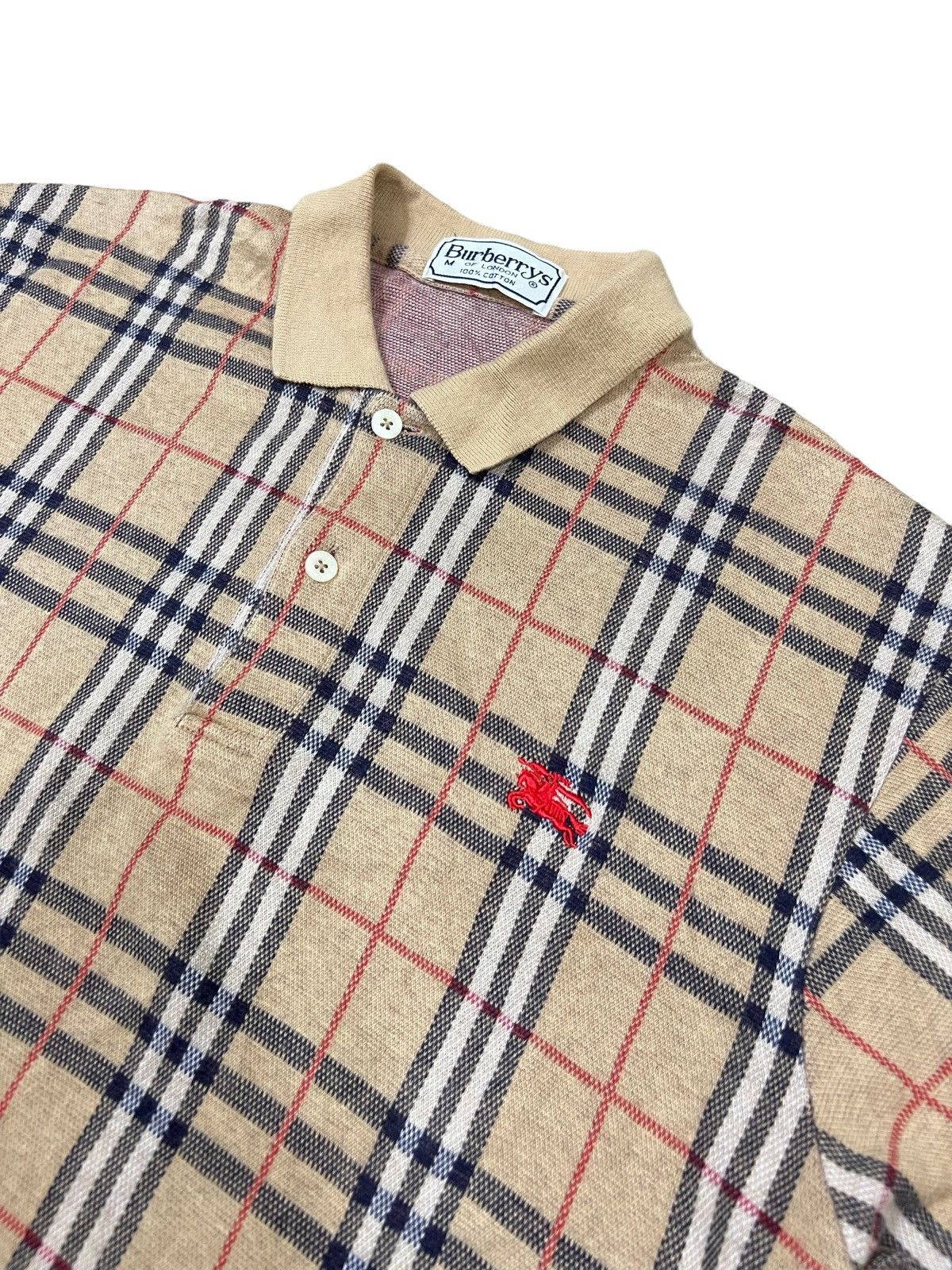 Burberry 1980s Burberrys 🏴󠁧󠁢󠁥󠁮󠁧󠁿 Brown Nova Checked Polo Shirt Size US M / EU 48-50 / 2 - 1 Thumbnail