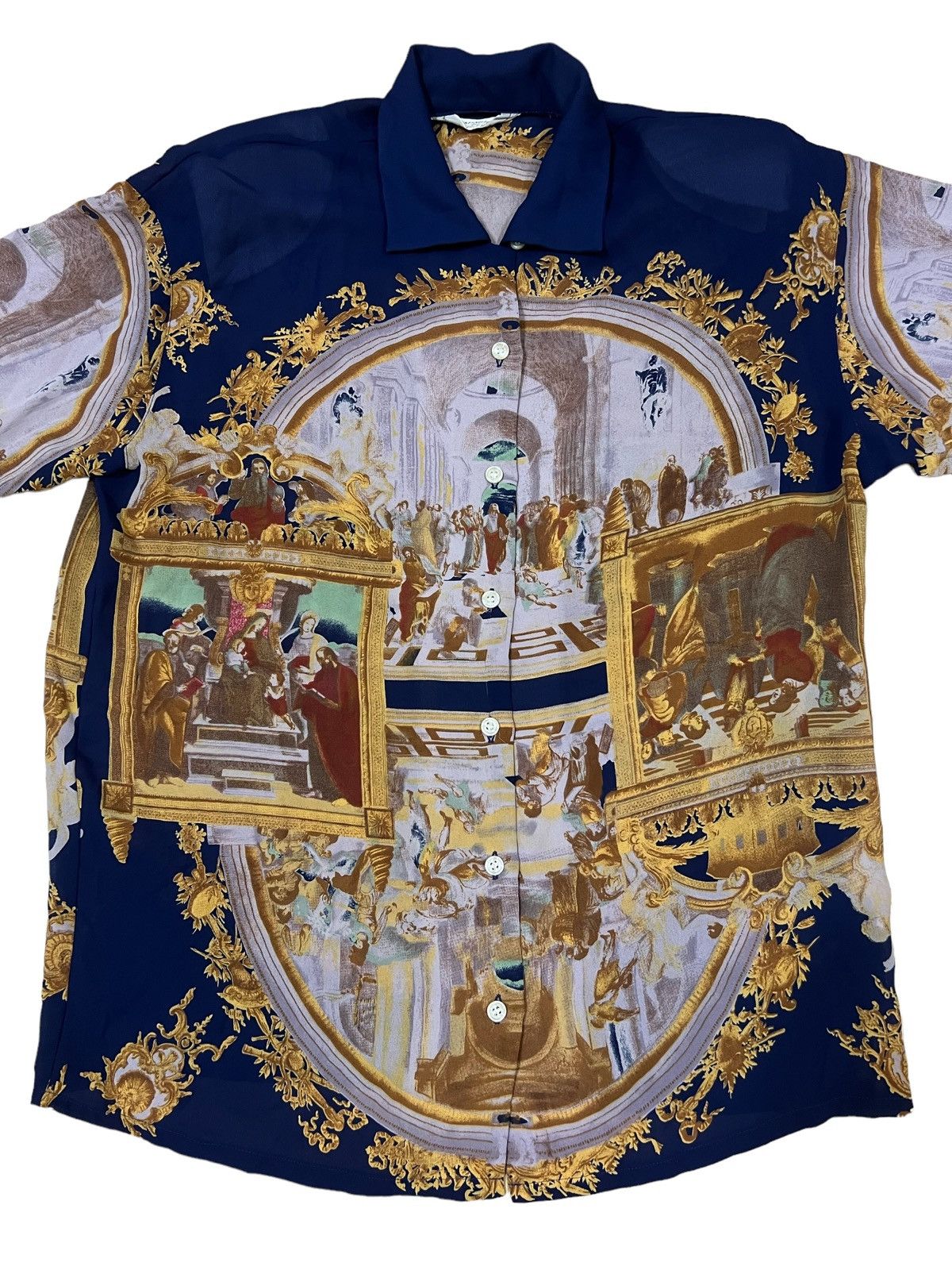 Art Comes First HYPE🔥80s "The Last Supper" Jesus OVP Camp Collar Shirt Size US M / EU 48-50 / 2 - 1 Thumbnail