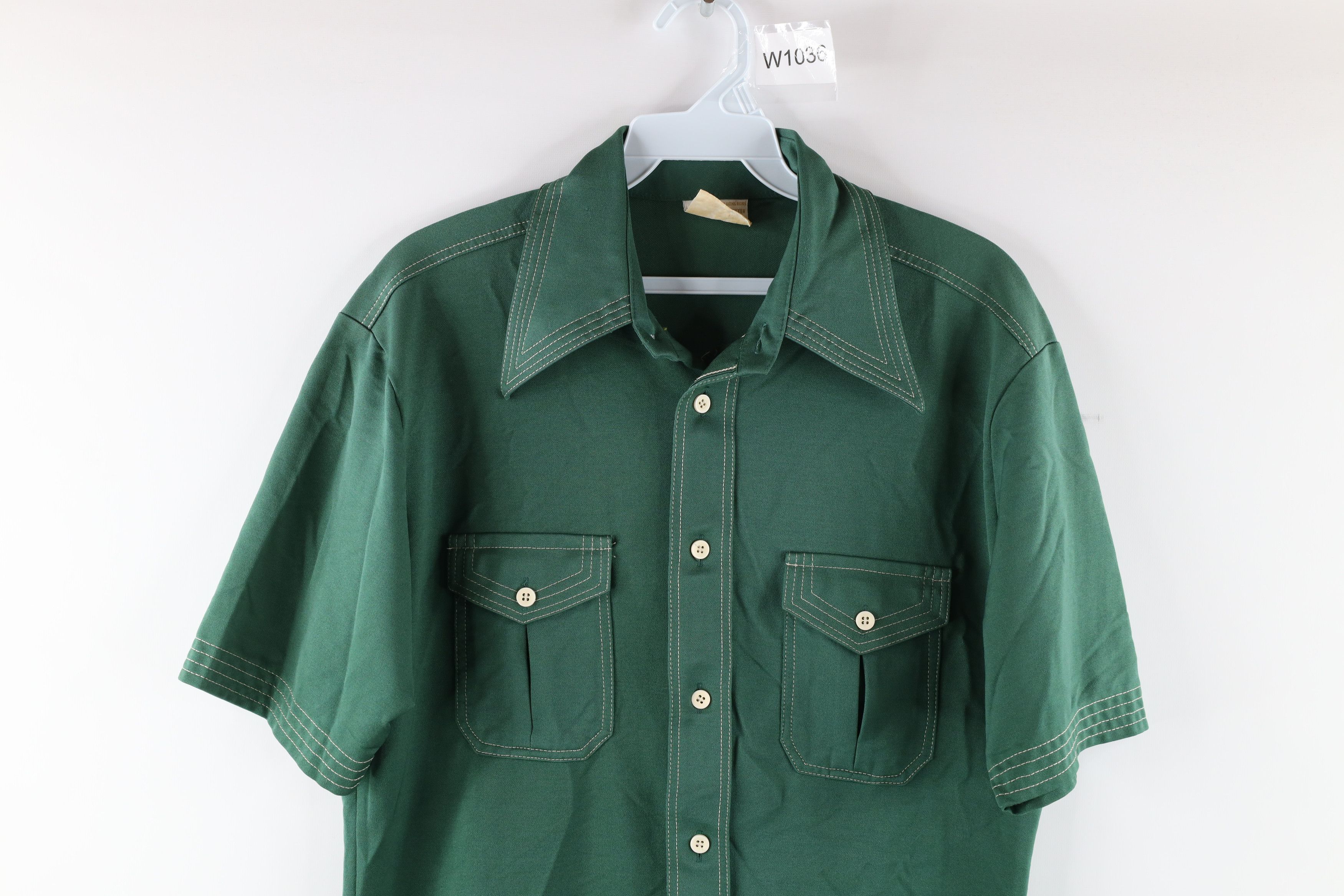 Vintage Vintage 60s Rockabilly Knit Collared Button Shirt Green Size US M / EU 48-50 / 2 - 2 Preview