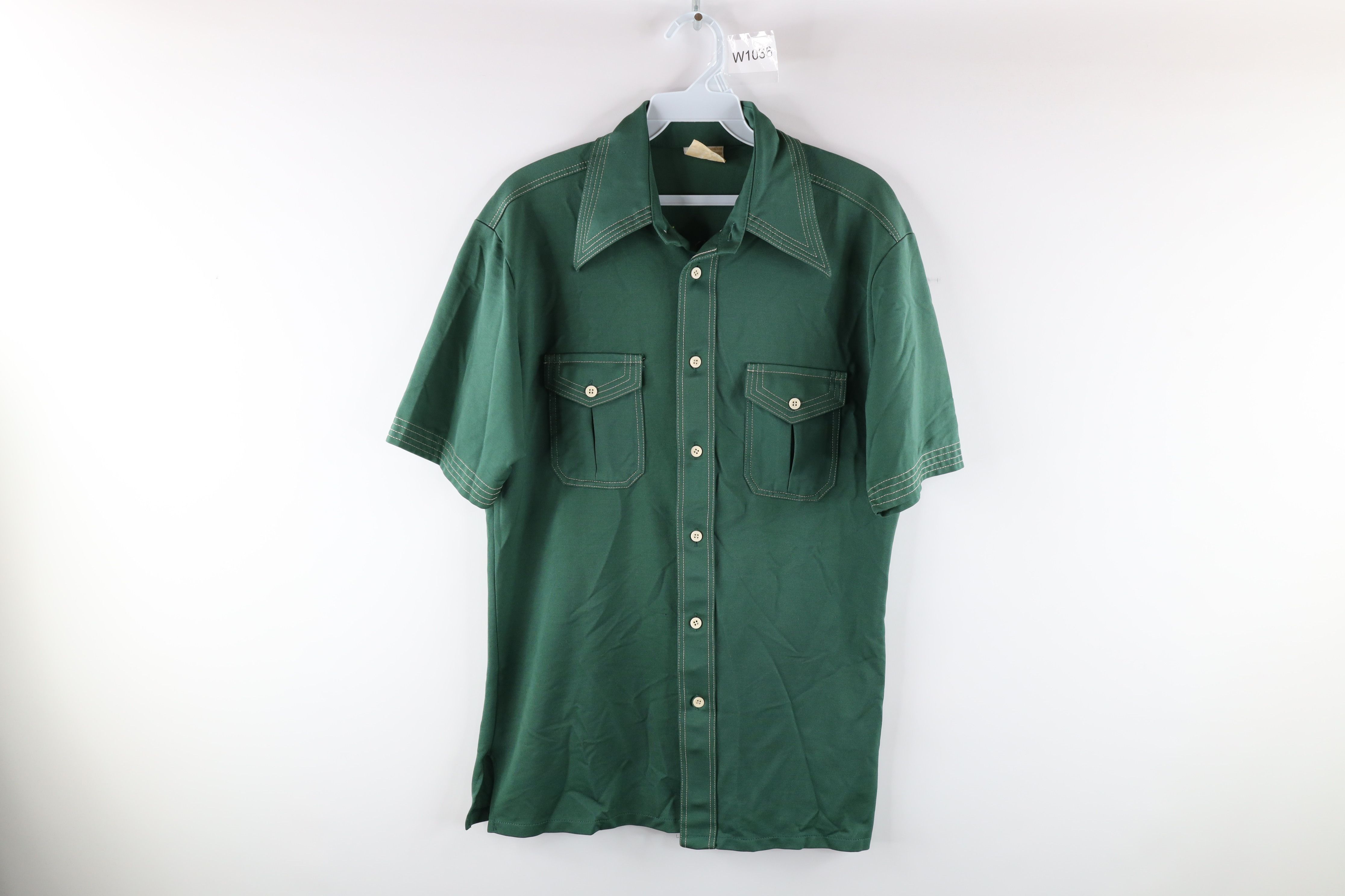 Vintage Vintage 60s Rockabilly Knit Collared Button Shirt Green Size US M / EU 48-50 / 2 - 1 Preview