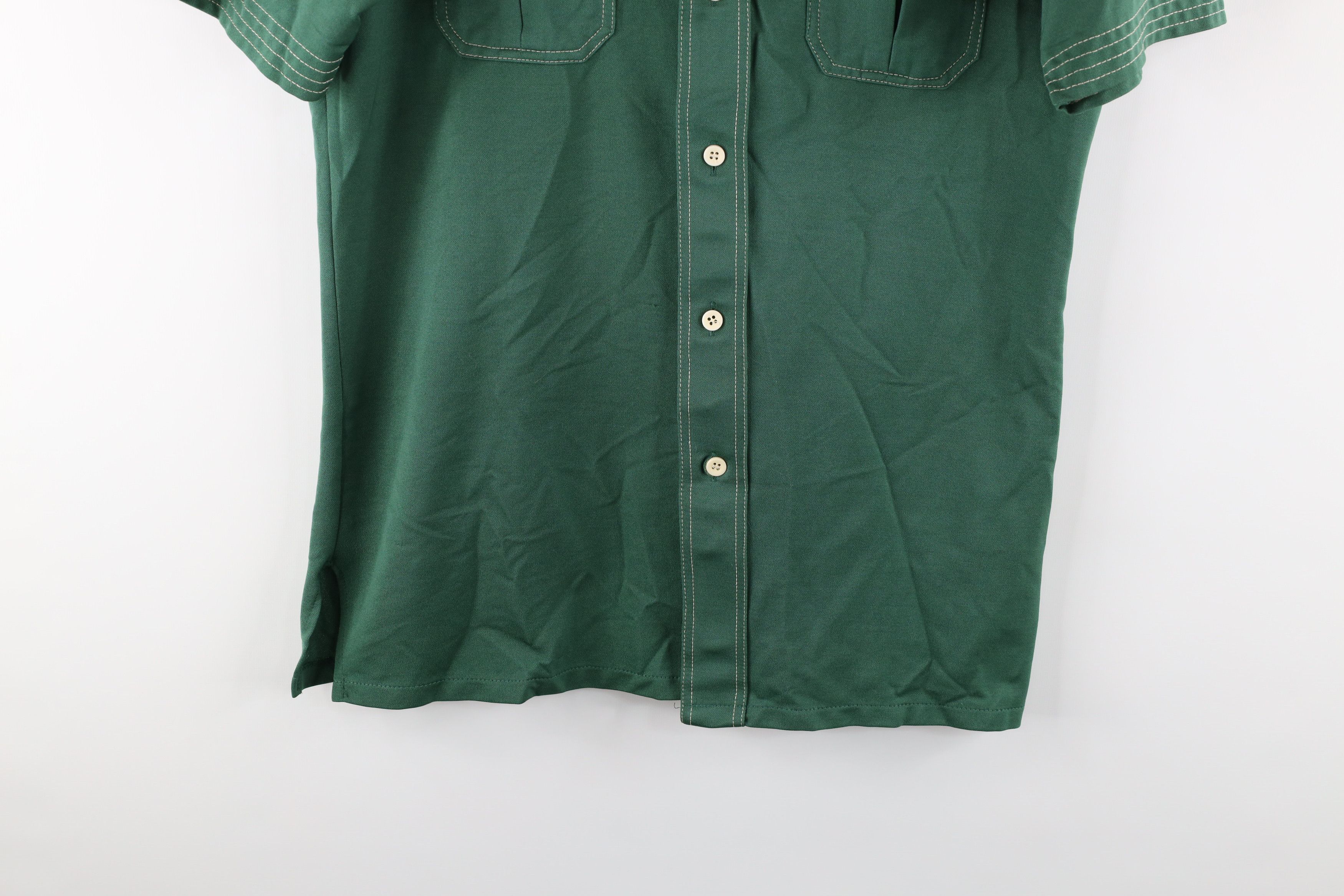 Vintage Vintage 60s Rockabilly Knit Collared Button Shirt Green Size US M / EU 48-50 / 2 - 3 Thumbnail