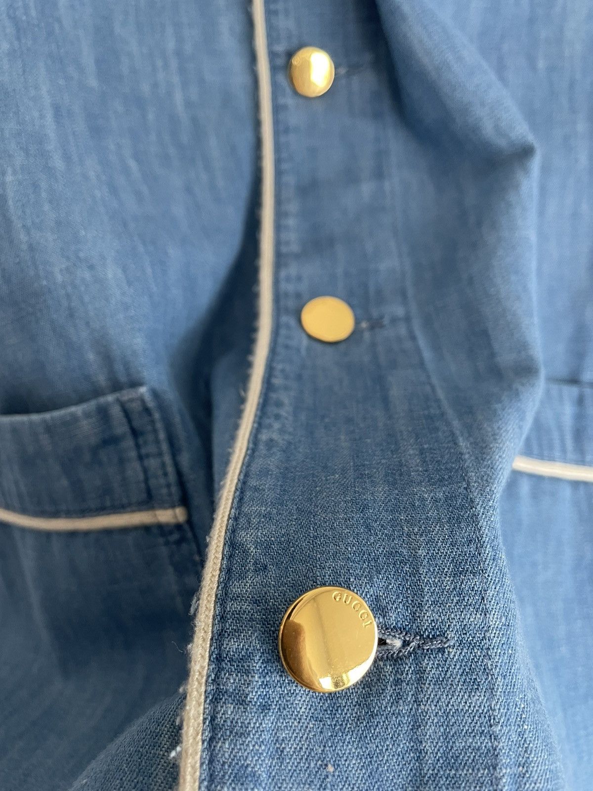 Gucci Super Runway Denim Logo Gucci Bowling Shirt Size US XL / EU 56 / 4 - 17 Thumbnail