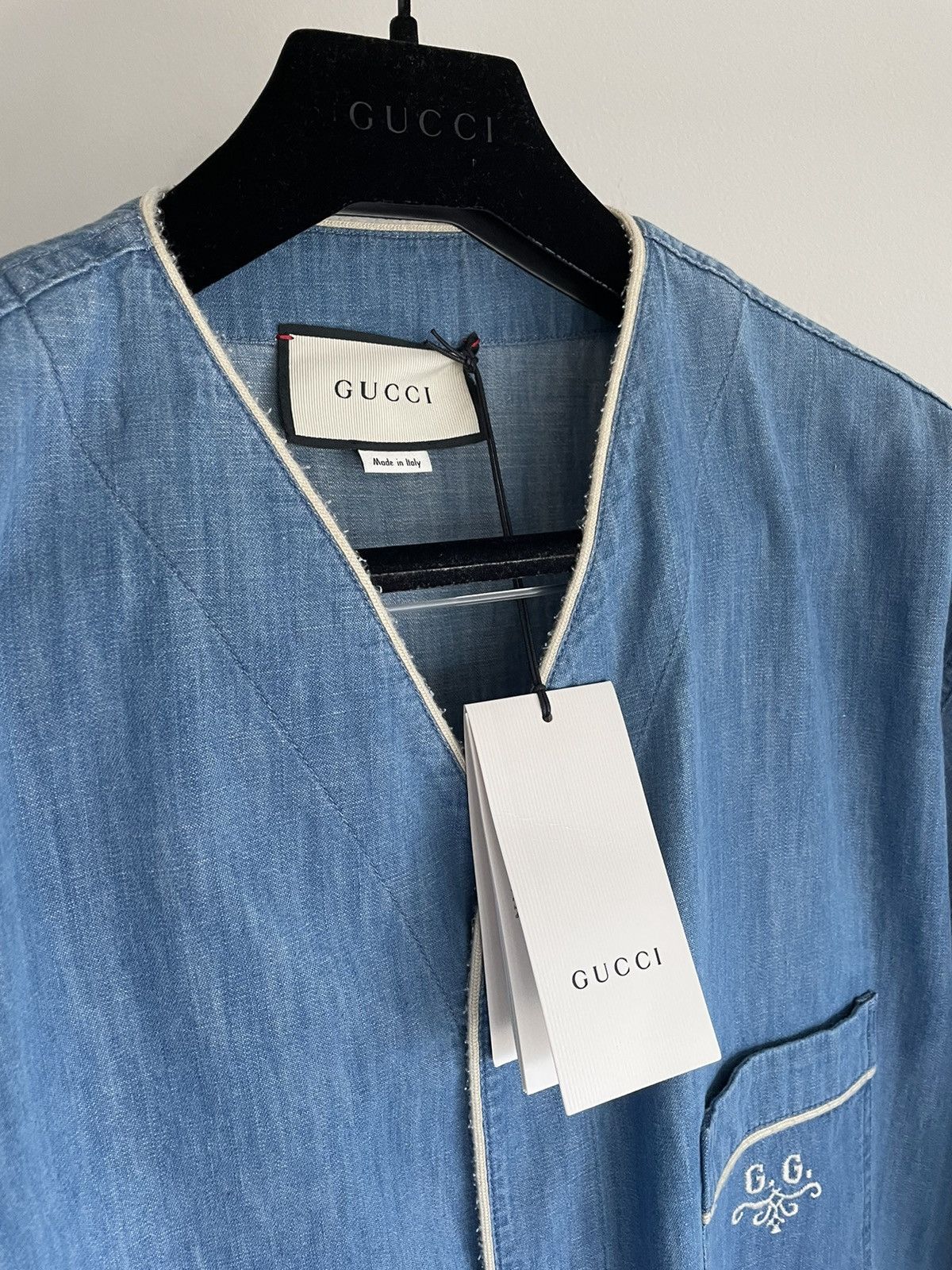 Gucci Super Runway Denim Logo Gucci Bowling Shirt Size US XL / EU 56 / 4 - 18 Thumbnail