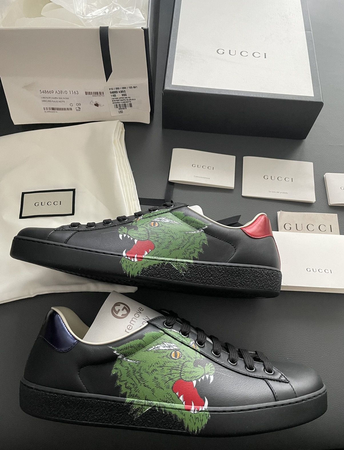 Gucci Rare Brand New Limited Edition Panther Leather ACE Sneaker Size US 10 / EU 43 - 2 Thumbnail