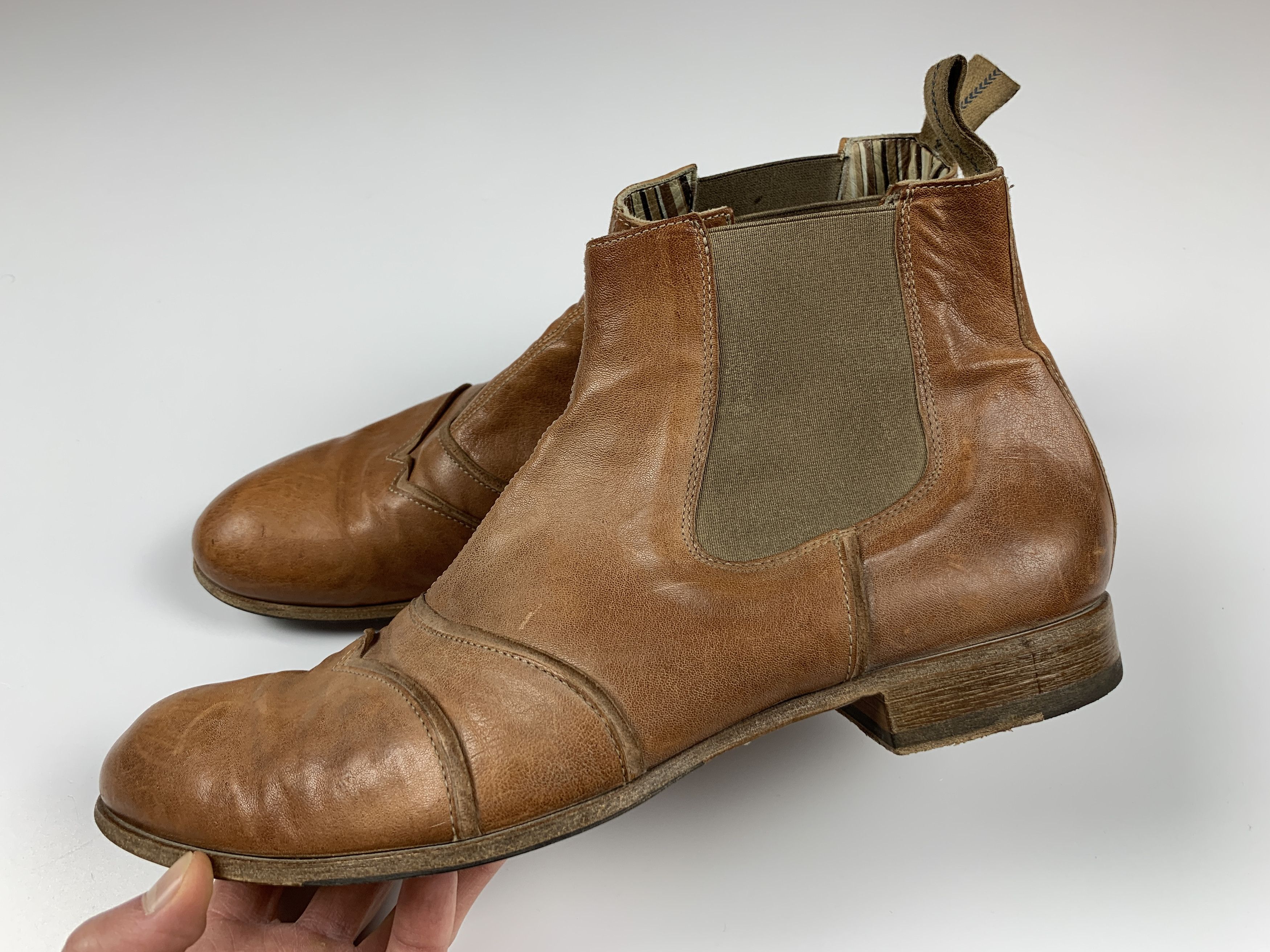 MoMA Men's Moma Cognac Leather Wingtip Ankle Boots Size US 10 / EU 43 - 1 Thumbnail
