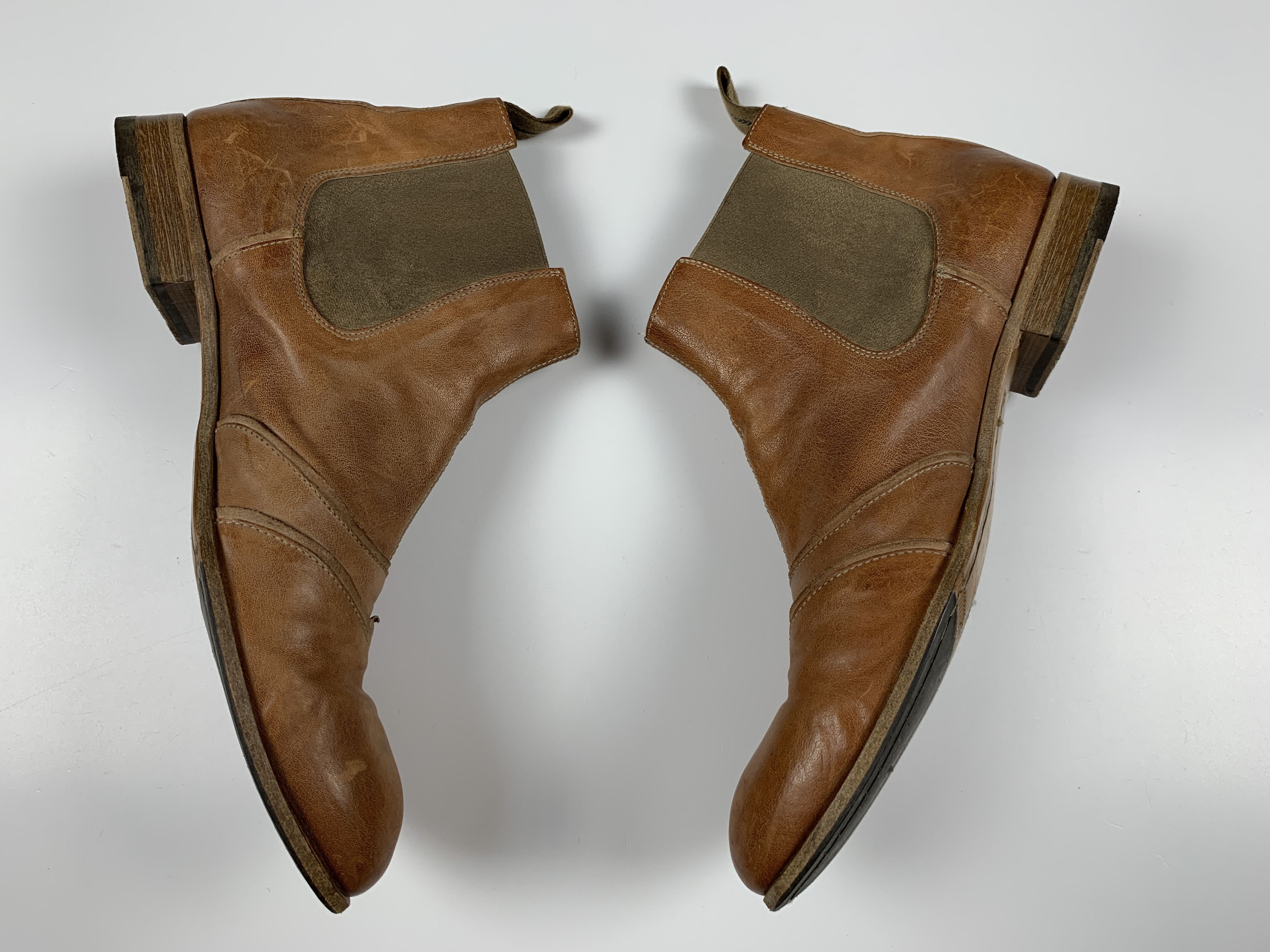 MoMA Men's Moma Cognac Leather Wingtip Ankle Boots Size US 10 / EU 43 - 6 Thumbnail
