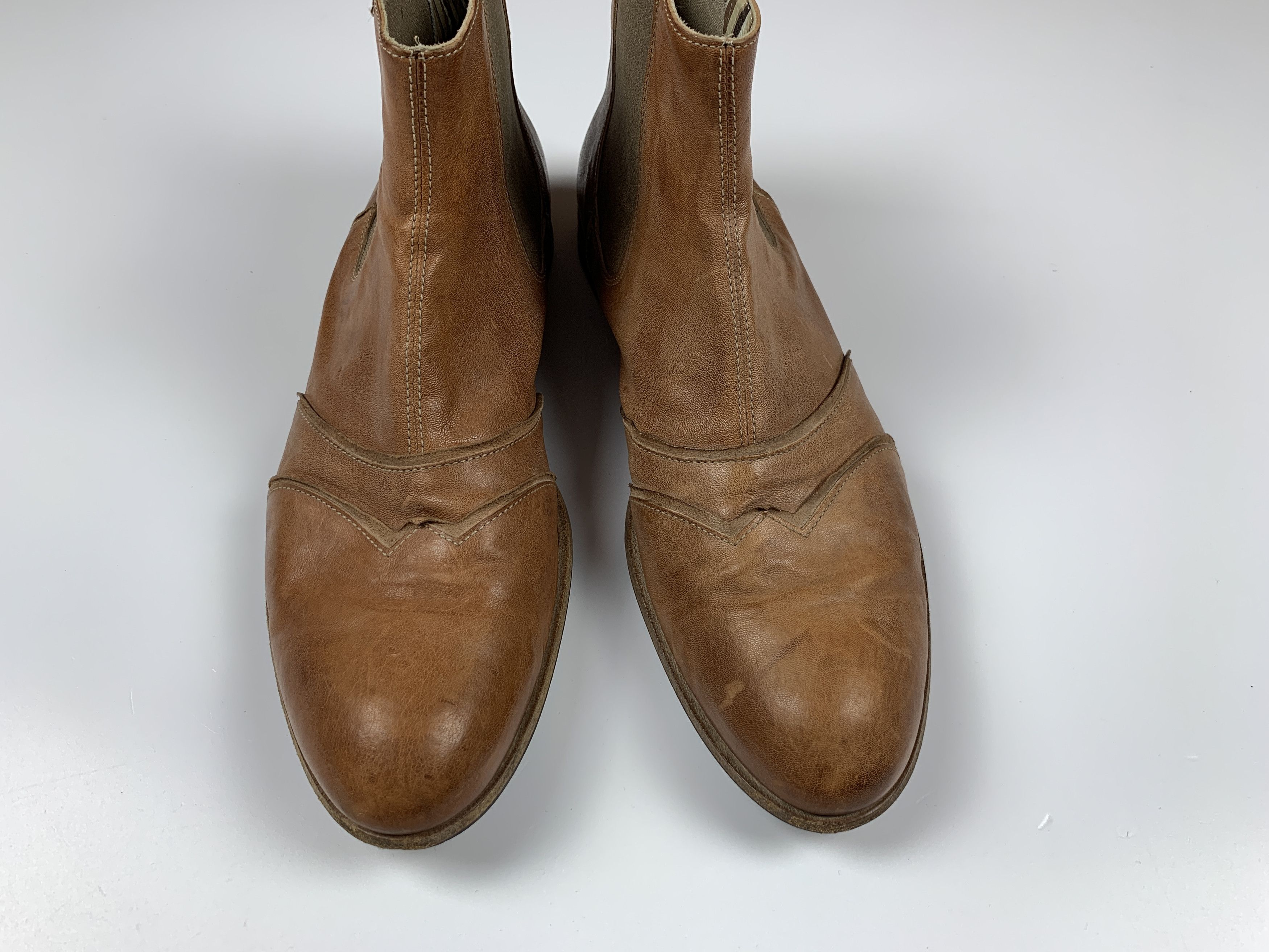 MoMA Men's Moma Cognac Leather Wingtip Ankle Boots Size US 10 / EU 43 - 2 Thumbnail