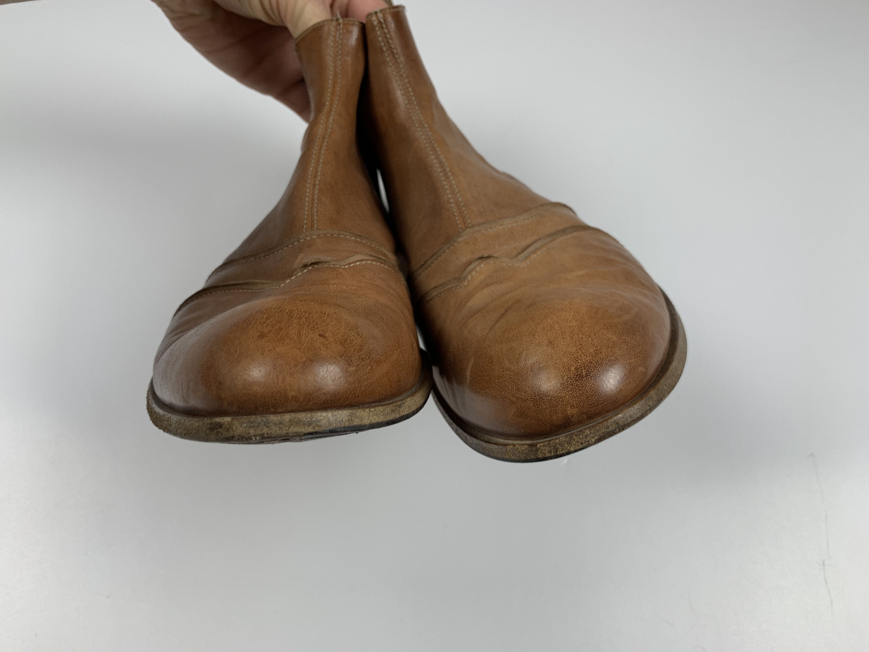 MoMA Men's Moma Cognac Leather Wingtip Ankle Boots Size US 10 / EU 43 - 4 Thumbnail