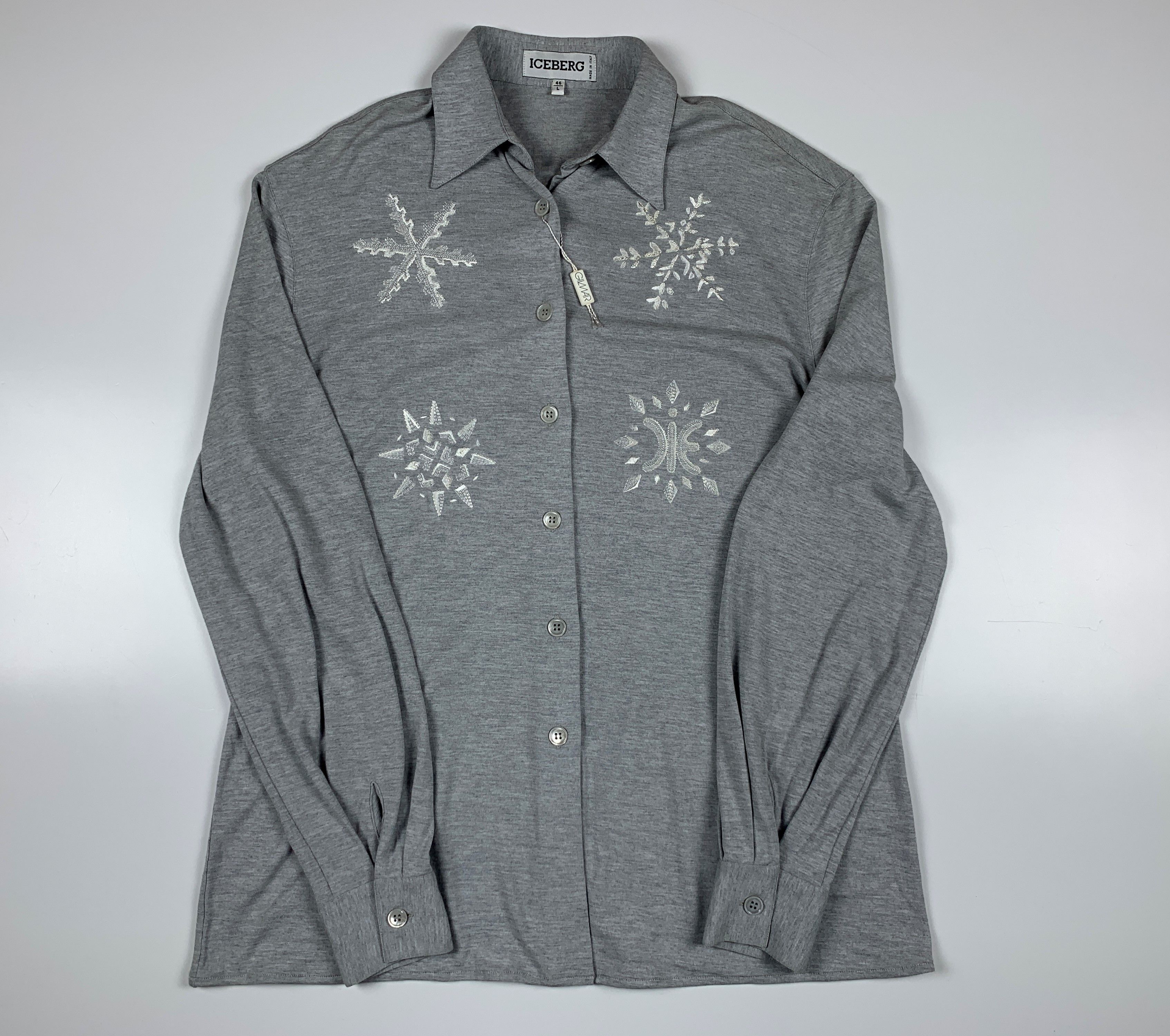 Iceberg Wmn's Iceberg 1994 Vintage Snowflakes Embroidered Shirt Size L / US 10 / IT 46 - 2 Thumbnail