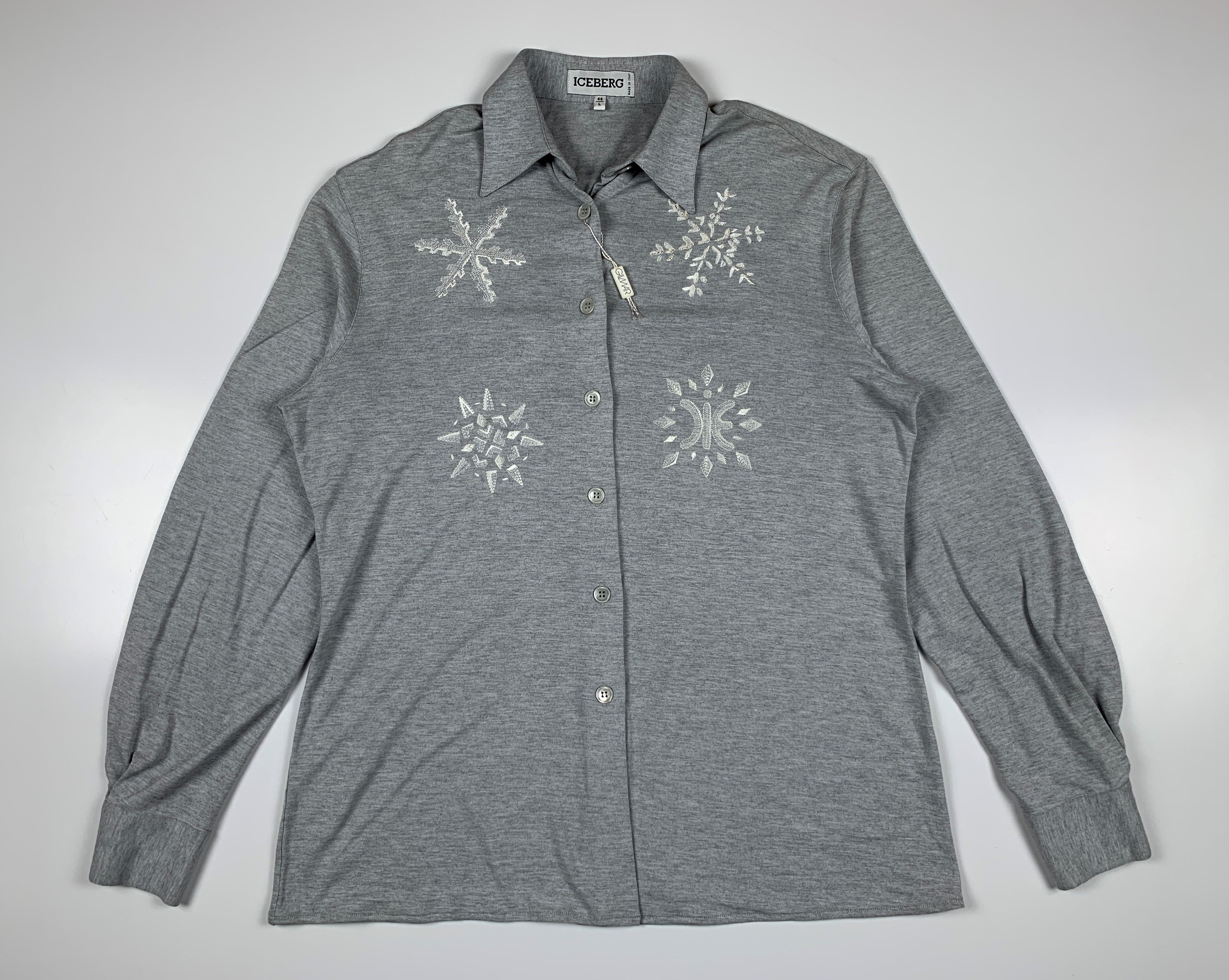 Iceberg Wmn's Iceberg 1994 Vintage Snowflakes Embroidered Shirt Size L / US 10 / IT 46 - 1 Thumbnail