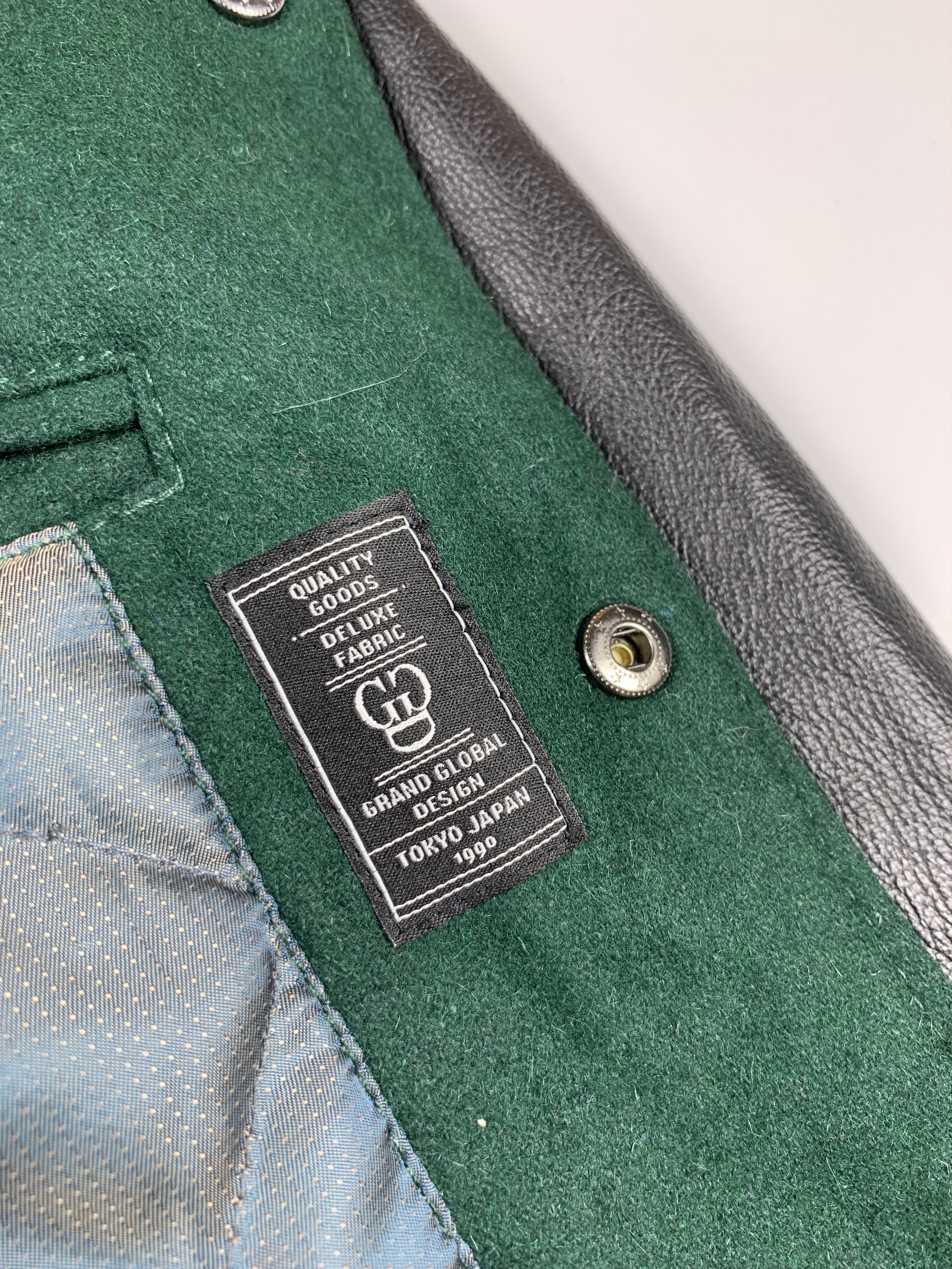 Japanese Brand Men's Grand Global Design GGD Wool Jacket Leather Sleeves Size US M / EU 48-50 / 2 - 8 Thumbnail