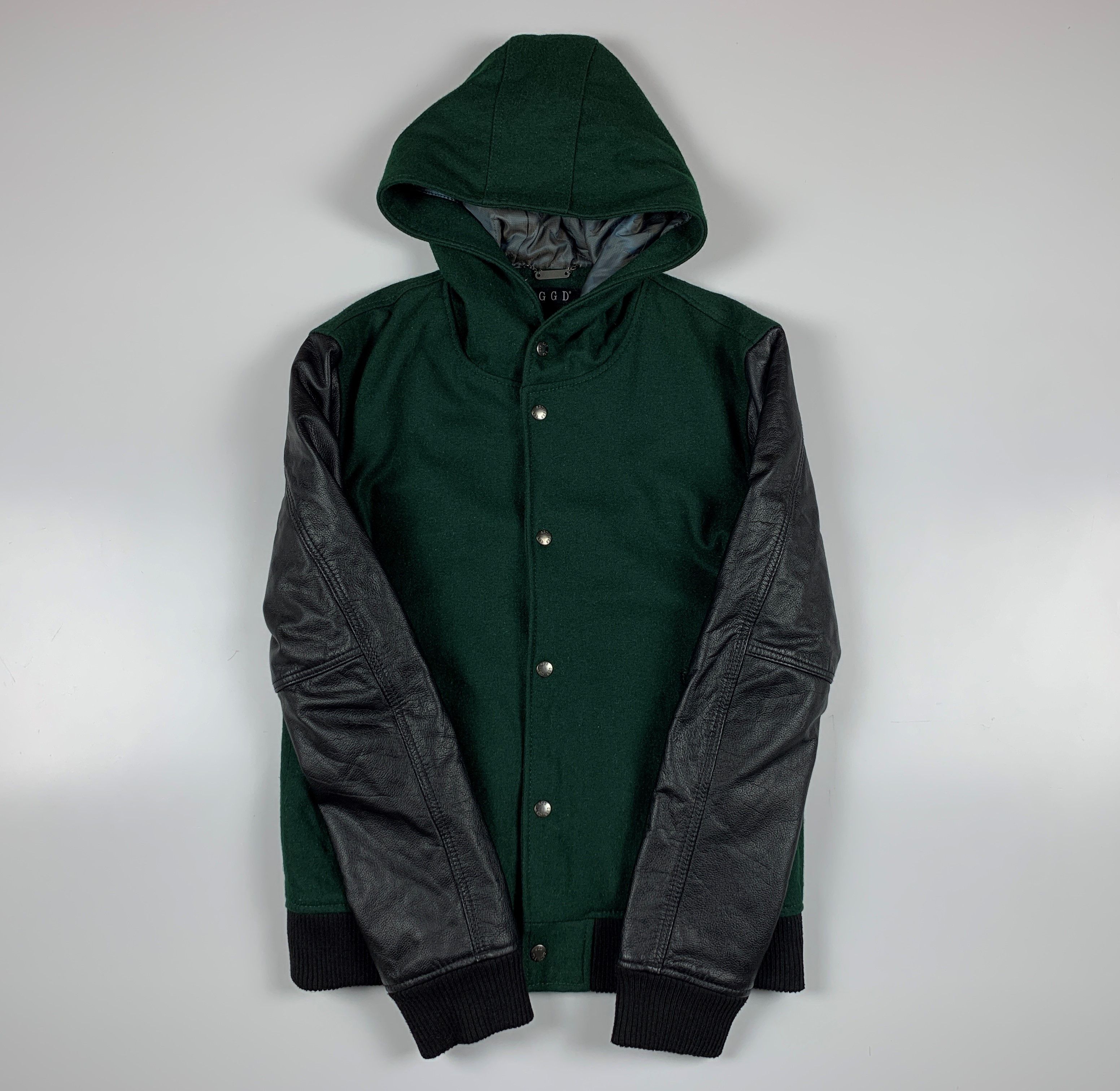 Japanese Brand Men's Grand Global Design GGD Wool Jacket Leather Sleeves Size US M / EU 48-50 / 2 - 4 Thumbnail