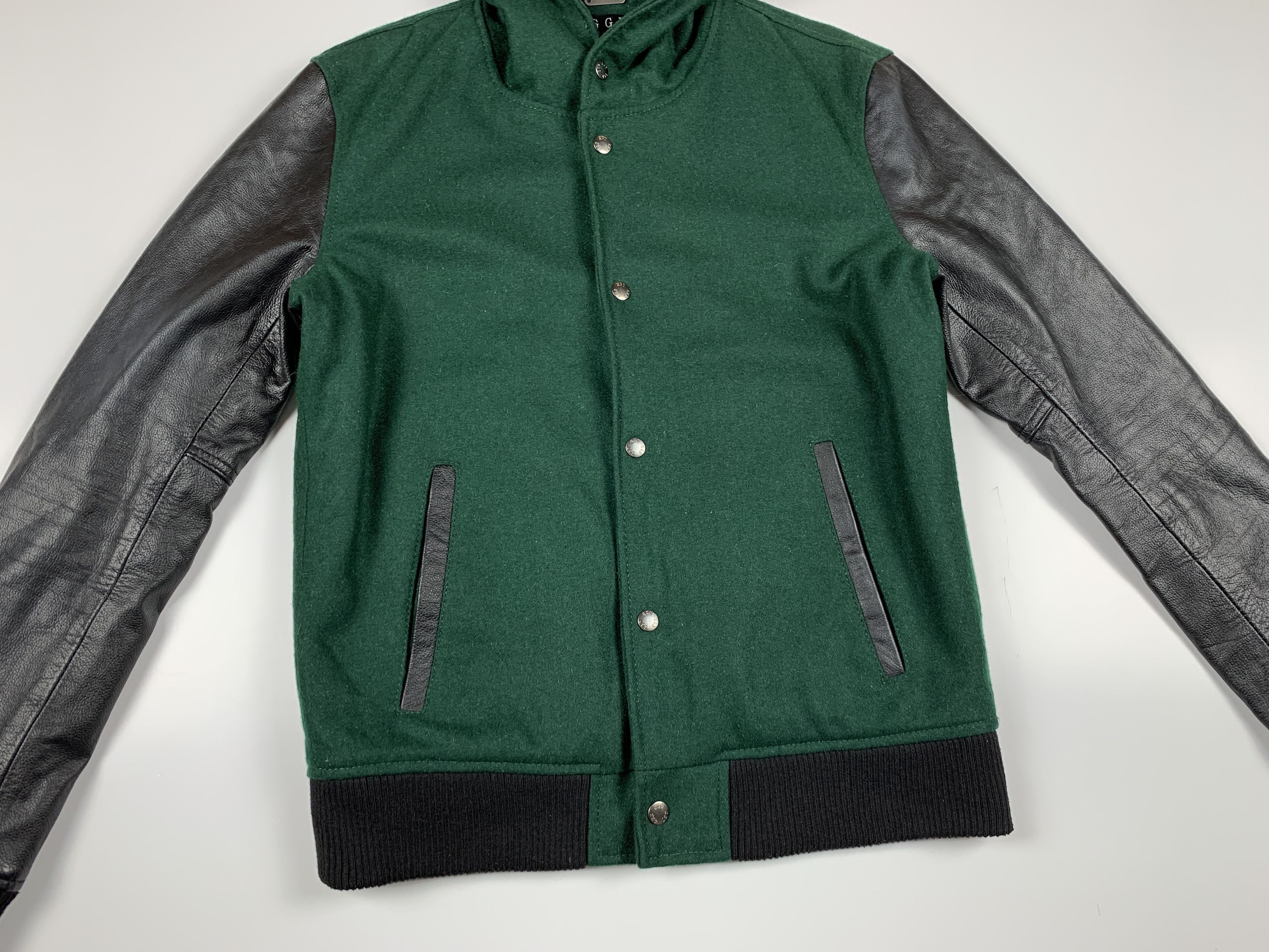 Japanese Brand Men's Grand Global Design GGD Wool Jacket Leather Sleeves Size US M / EU 48-50 / 2 - 3 Thumbnail