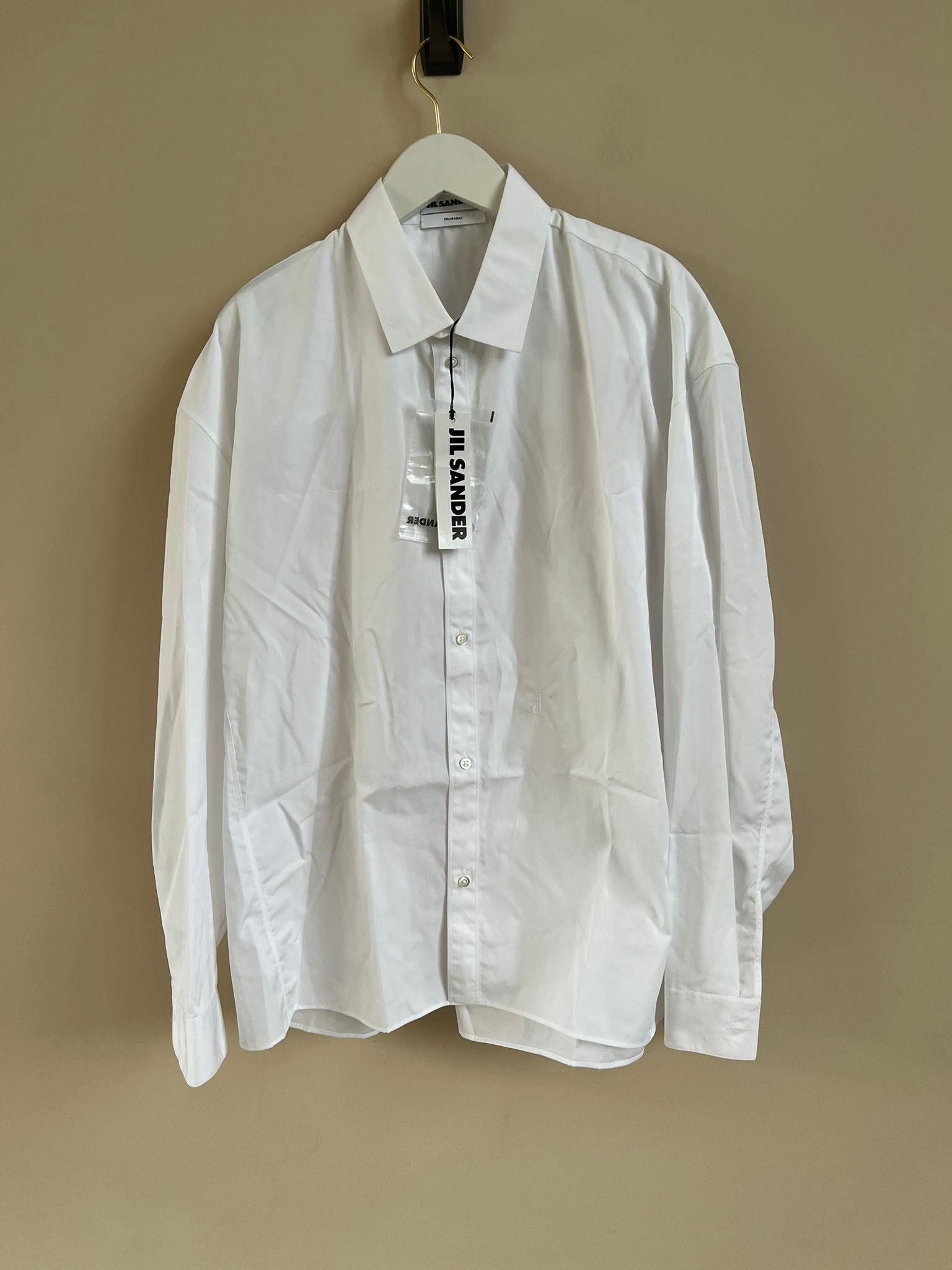 image of Jil Sander Embroidered Thursday Button Up In White, Men's (Size Medium)