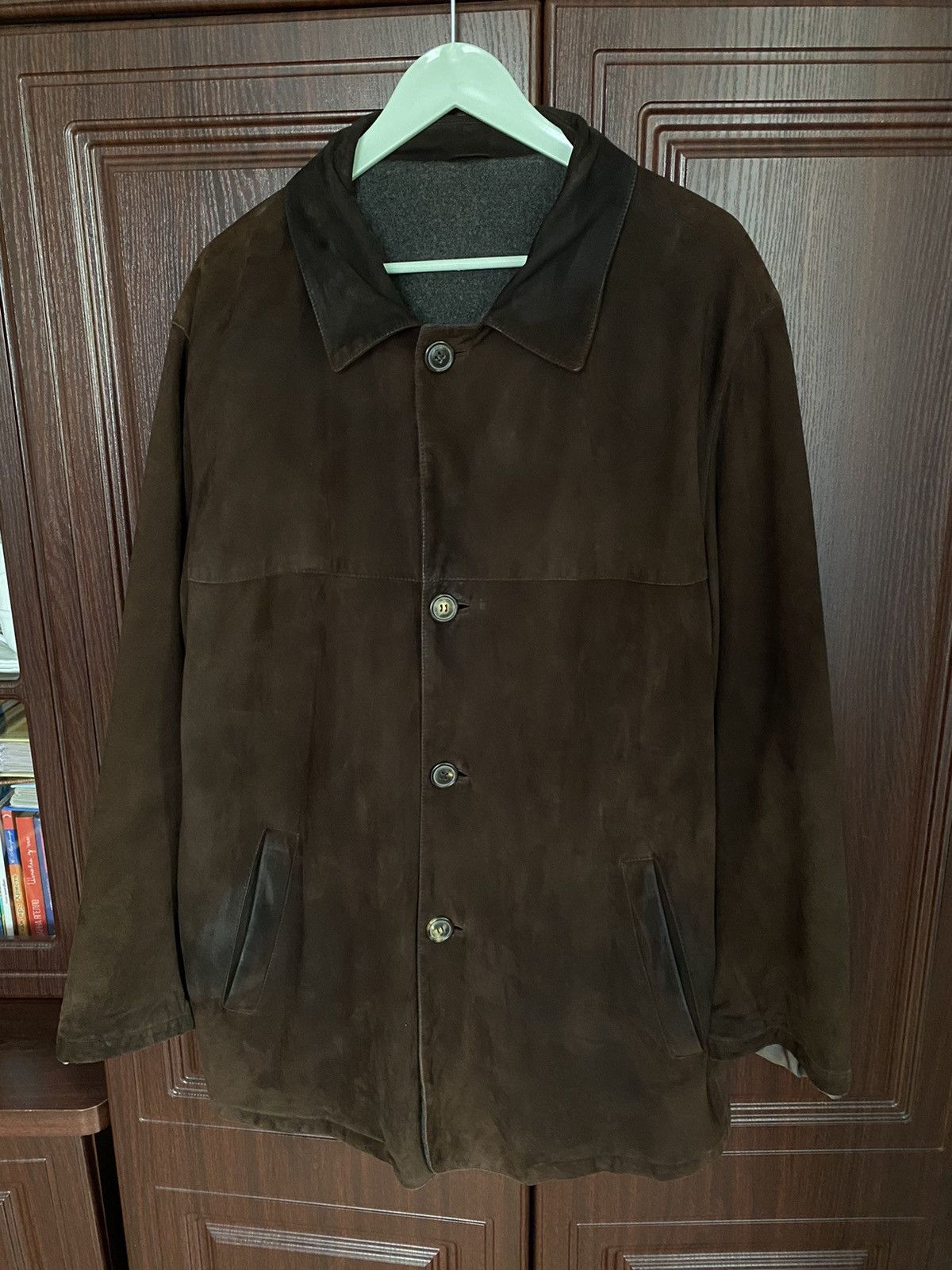 Salvatore Ferragamo Vintage Salvatore Ferragamo Leather Jacket Burberry Size 52 Size US L / EU 52-54 / 3 - 1 Thumbnail