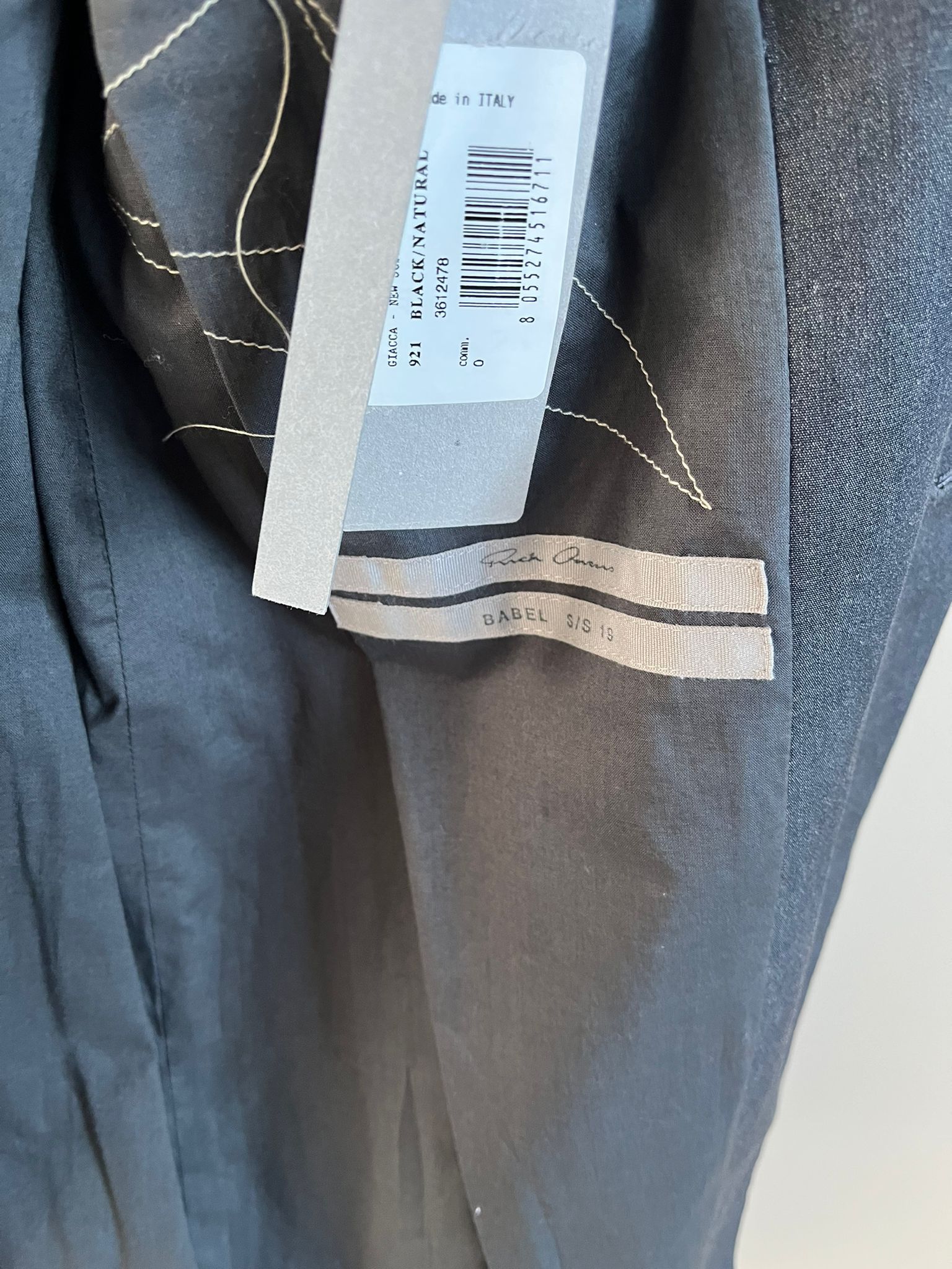 Rick Owens SS19 Long Blazer Jacket in Black Natural (LOOKS GREY) Size US M / EU 48-50 / 2 - 8 Thumbnail