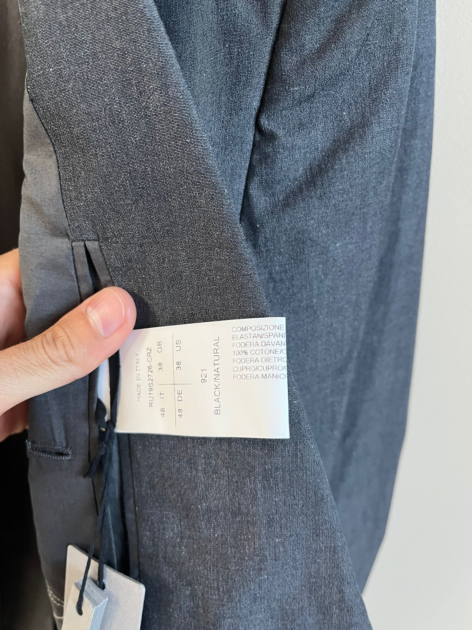 Rick Owens SS19 Long Blazer Jacket in Black Natural (LOOKS GREY) Size US M / EU 48-50 / 2 - 9 Thumbnail