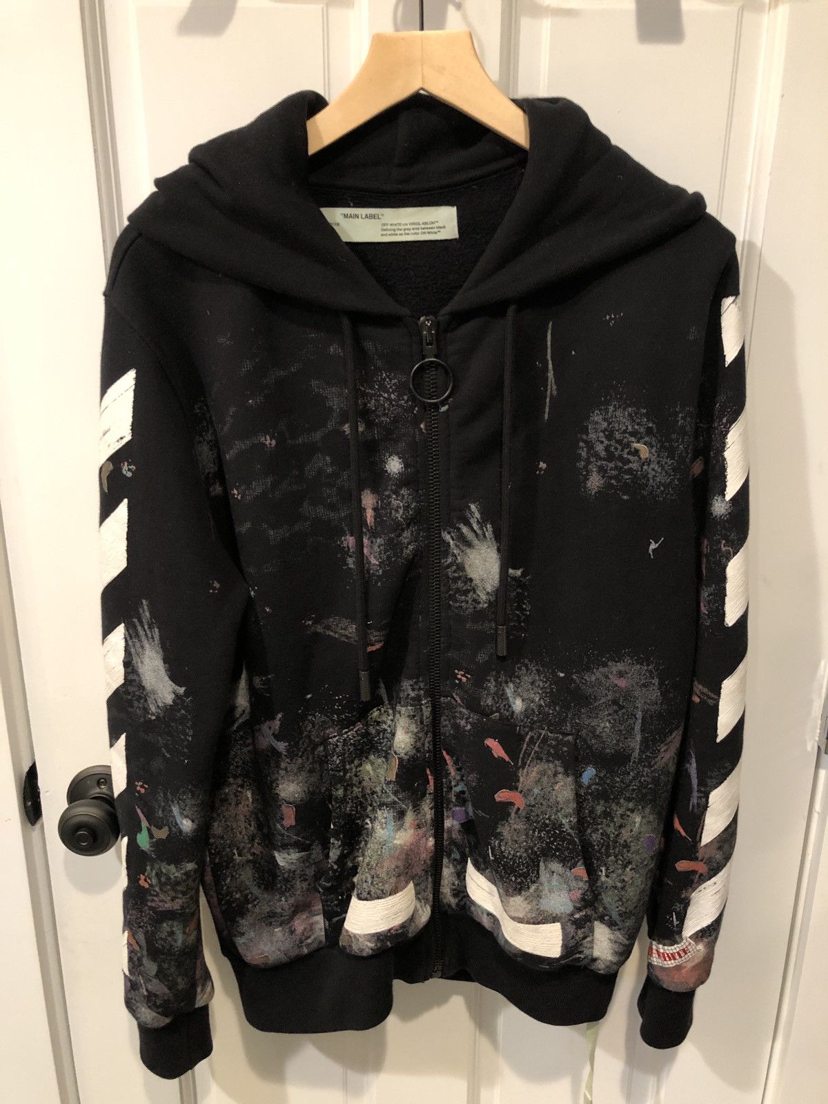 トップス OFF-WHITE Diag Galaxy Over zip Hoodie Off-White Printed DIAG GALAXY BRUSH Hoodie men - Glamood Outlet