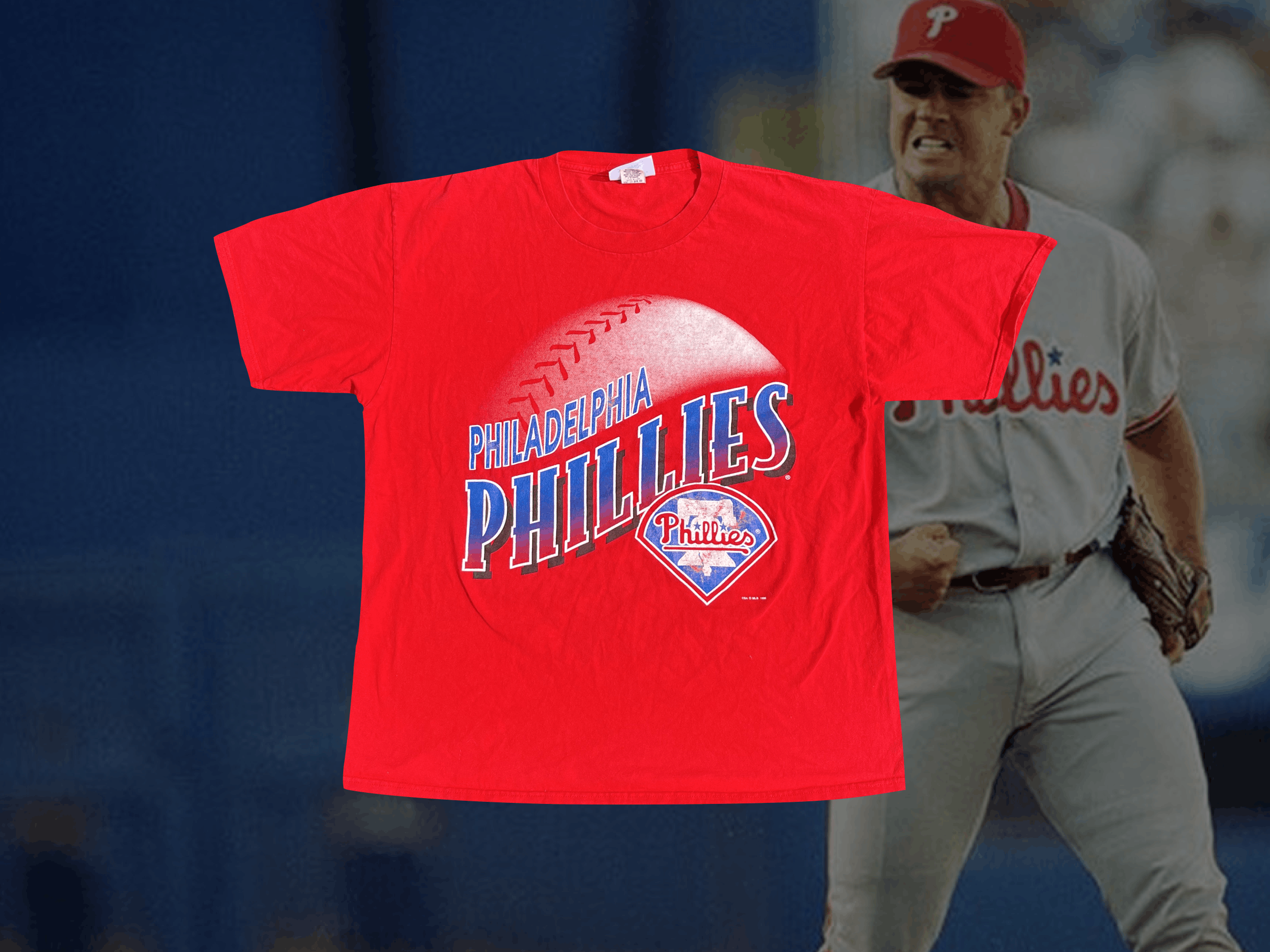 MLB Philadelphia Phillies 90s Oversized Vintage Logo Tee Size US XL / EU 56 / 4 - 1 Thumbnail