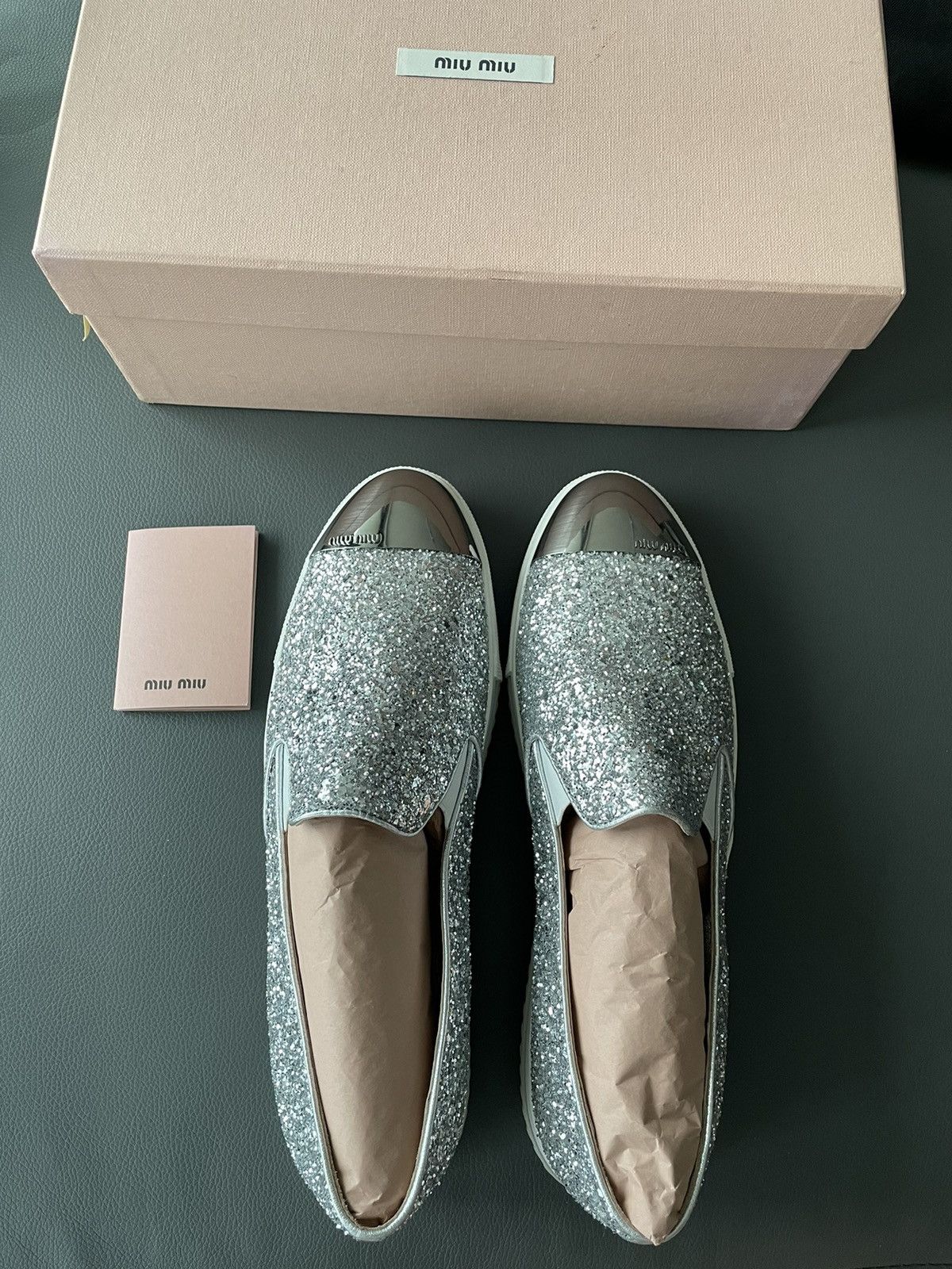 Miu Miu Brand New Runway Rare Iconic Glitter Bullet Leather Loafer Size US 10 / IT 40 - 3 Thumbnail