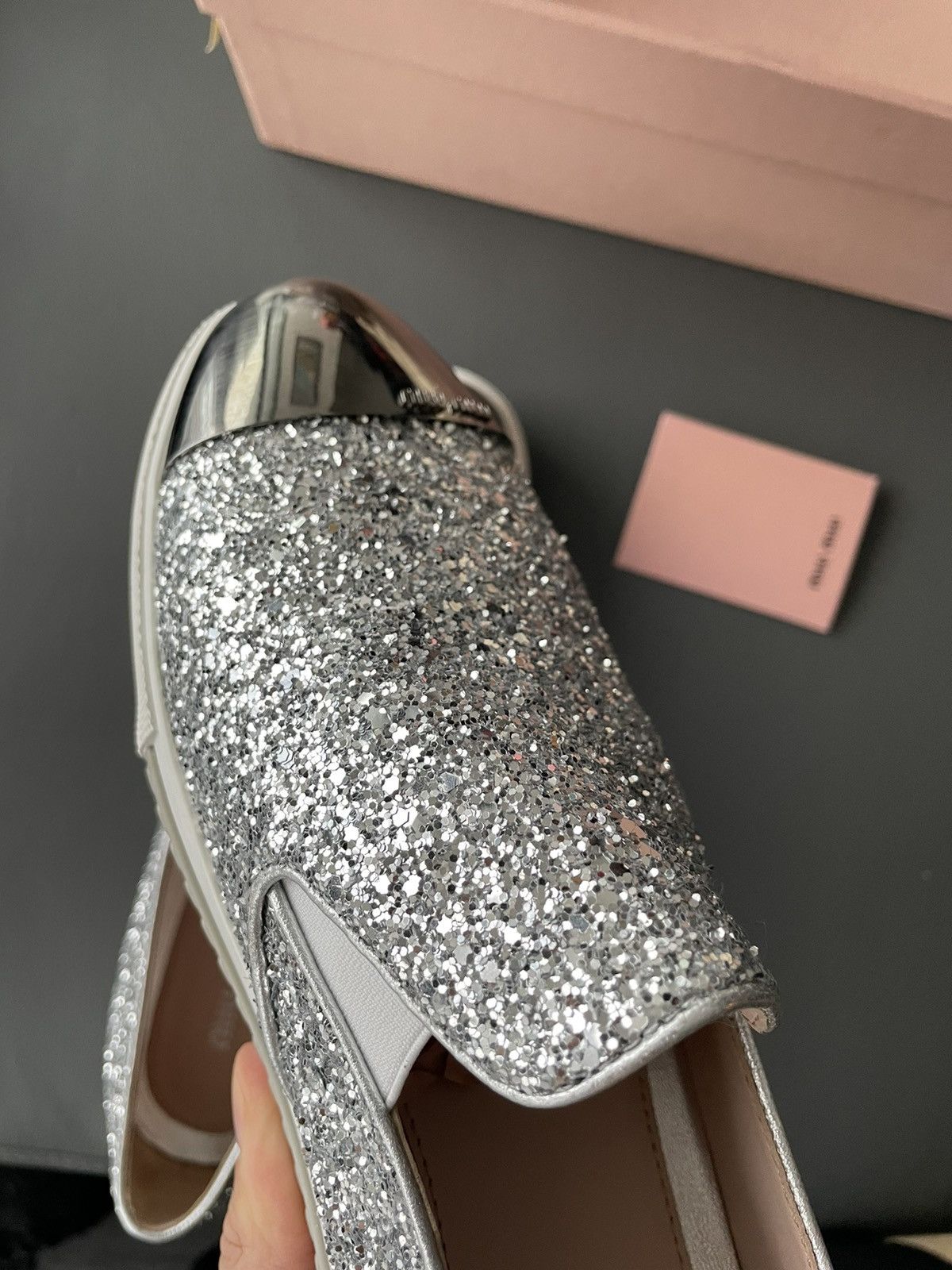 Miu Miu Brand New Runway Rare Iconic Glitter Bullet Leather Loafer Size US 10 / IT 40 - 21 Thumbnail