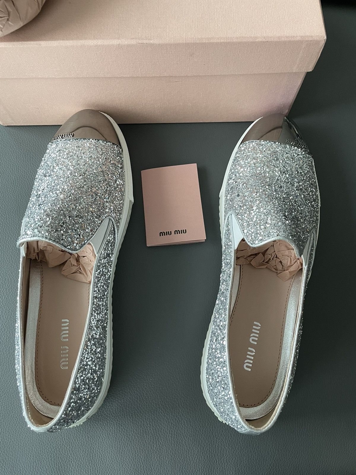 Miu Miu Brand New Runway Rare Iconic Glitter Bullet Leather Loafer Size US 10 / IT 40 - 1 Thumbnail