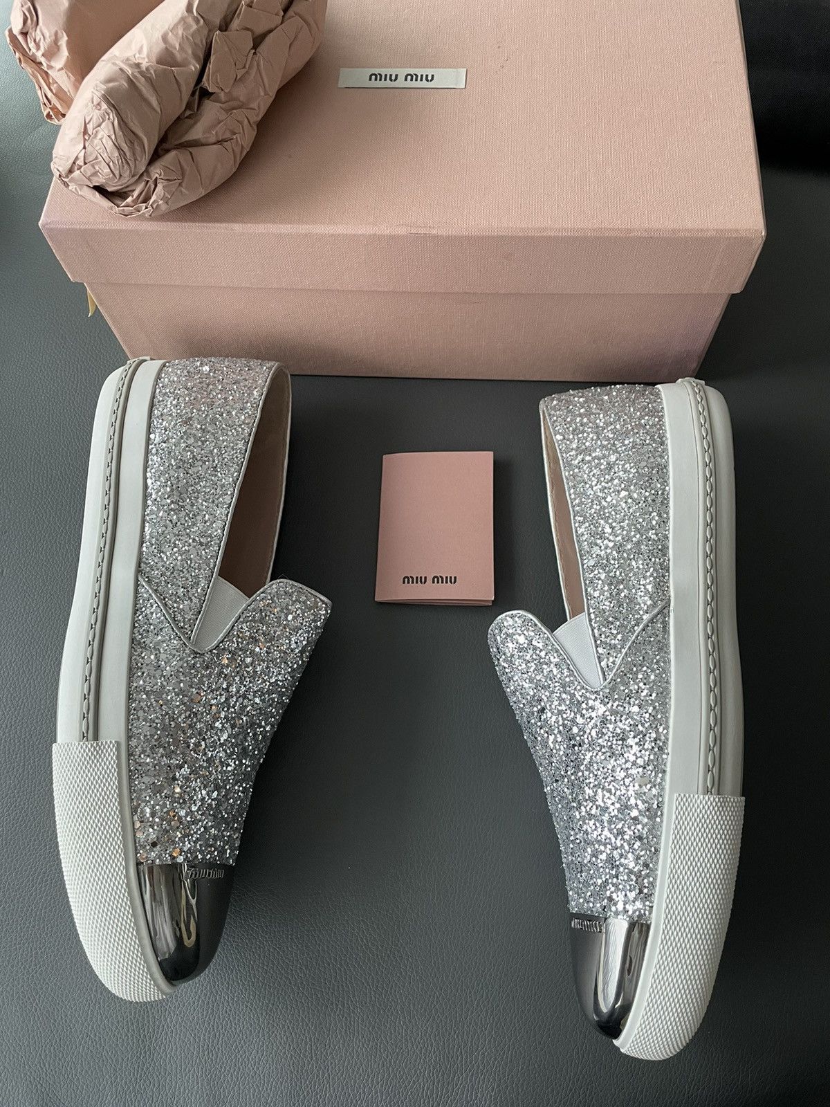 Miu Miu Brand New Runway Rare Iconic Glitter Bullet Leather Loafer Size US 10 / IT 40 - 2 Thumbnail
