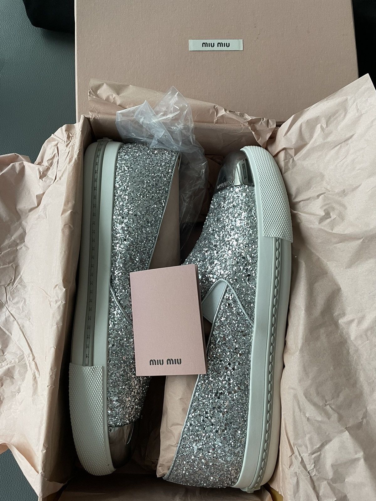 Miu Miu Brand New Runway Rare Iconic Glitter Bullet Leather Loafer Size US 10 / IT 40 - 6 Thumbnail