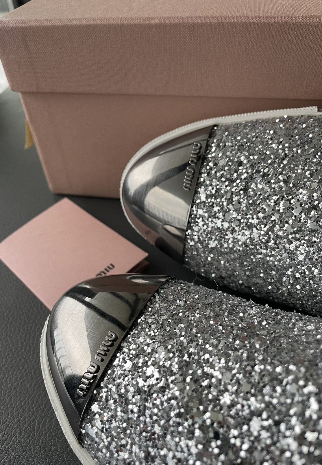 Miu Miu Brand New Runway Rare Iconic Glitter Bullet Leather Loafer Size US 10 / IT 40 - 13 Thumbnail