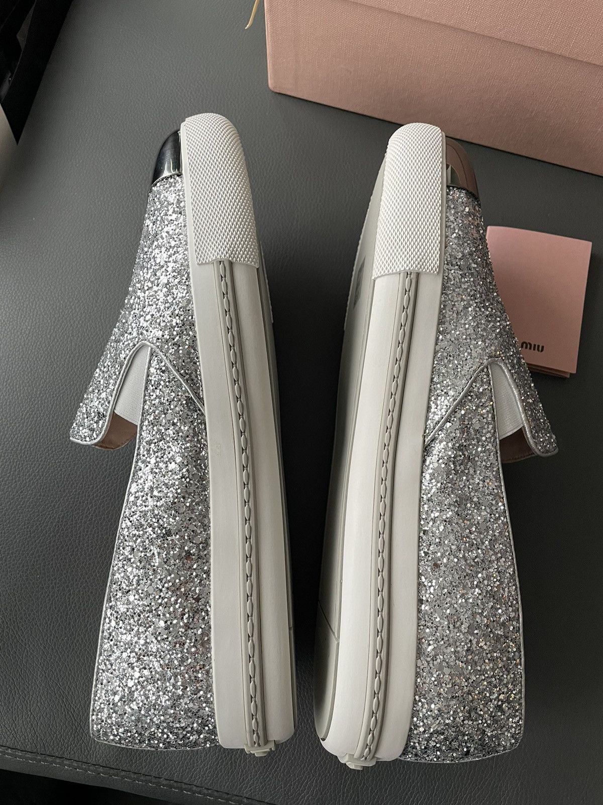 Miu Miu Brand New Runway Rare Iconic Glitter Bullet Leather Loafer Size US 10 / IT 40 - 19 Thumbnail