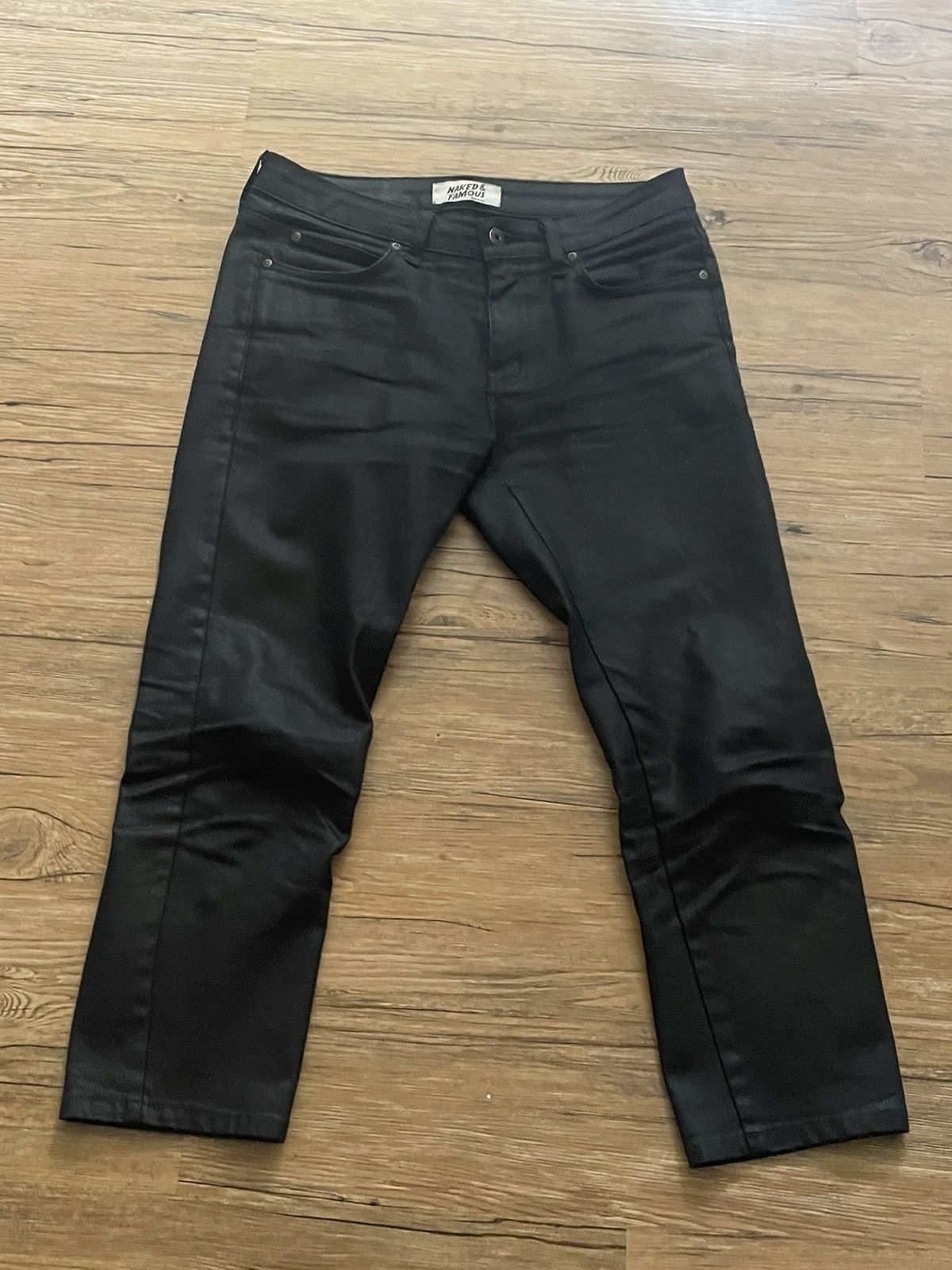 Naked & Famous NAKED FAMOUS SUPER SKINNY GUY BLACK WAX JEANS 31x24 (HOLE) |  Grailed