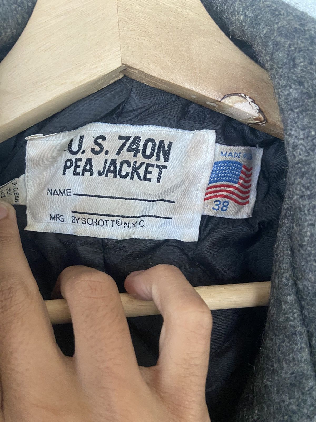 Vintage U.S. 740N By Schott NYC Wool Pea Jacket Made in USA