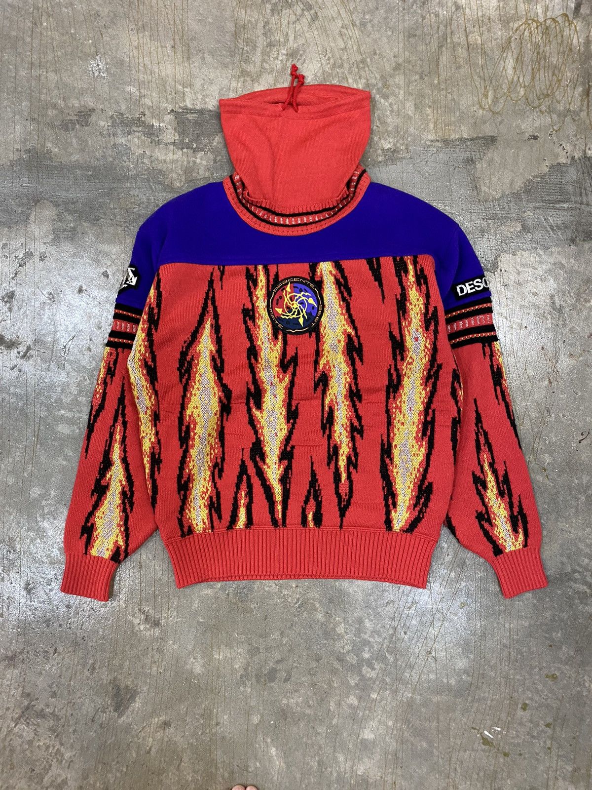 Japanese Brand AW1996 Descente Fire Flame Knit Size US S / EU 44-46 / 1 - 2 Thumbnail