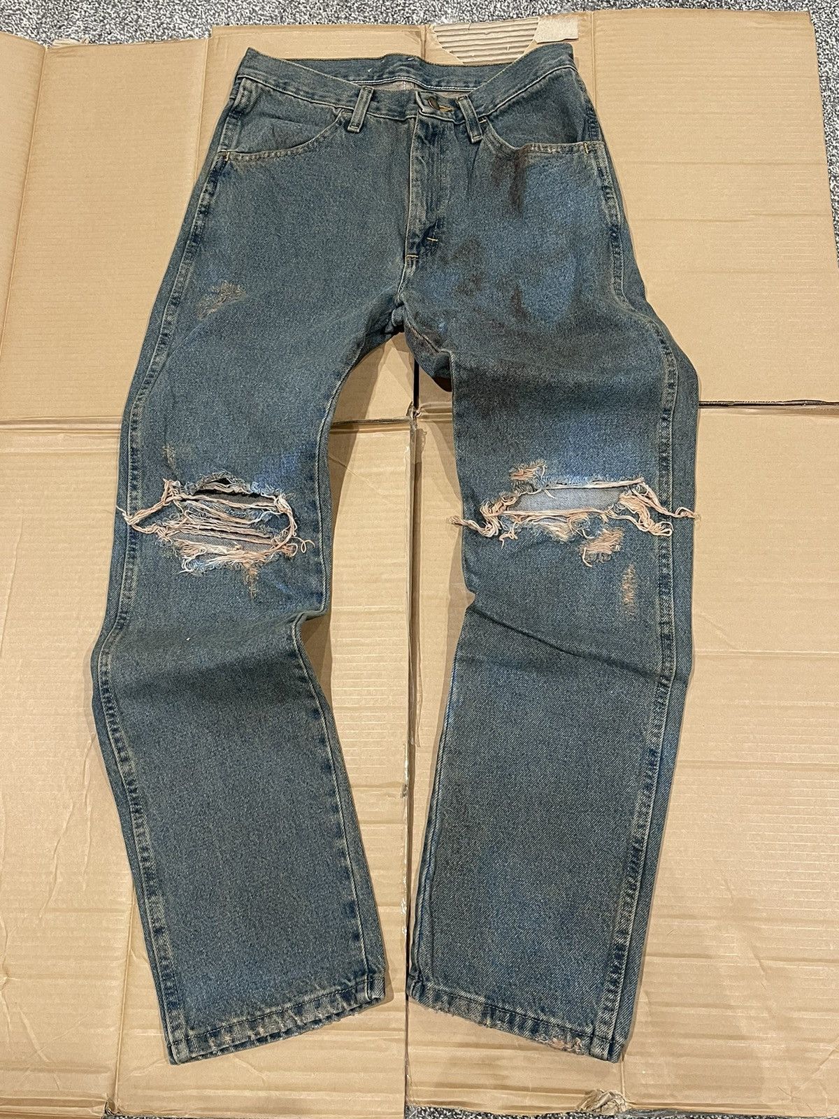 Vintage × Wrangler Mud Wash Wrangler Distressed Vintage Denim Size US 30 / EU 46 - 1 Thumbnail