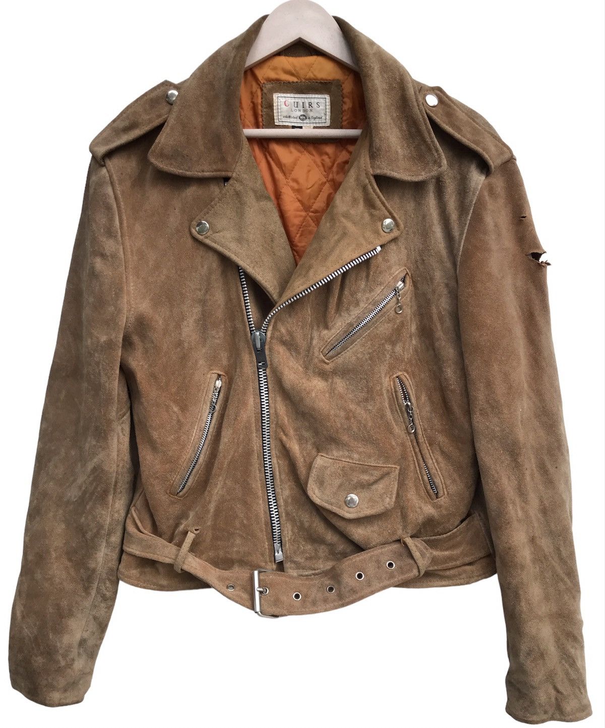 Vintage Genuine Leather Jacket Rare Design Size F
