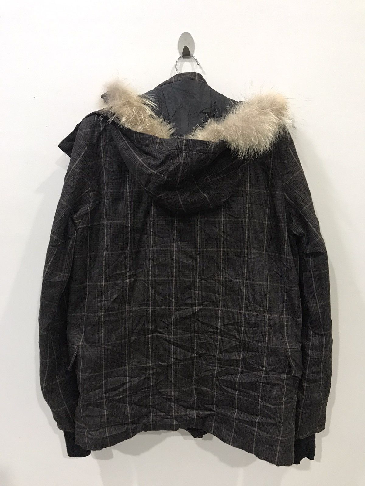 Boycott × Designer × Japanese Brand BOYCOTT Japan Plaid Multipockets Fur Hoodie Parka Size US M / EU 48-50 / 2 - 8 Thumbnail