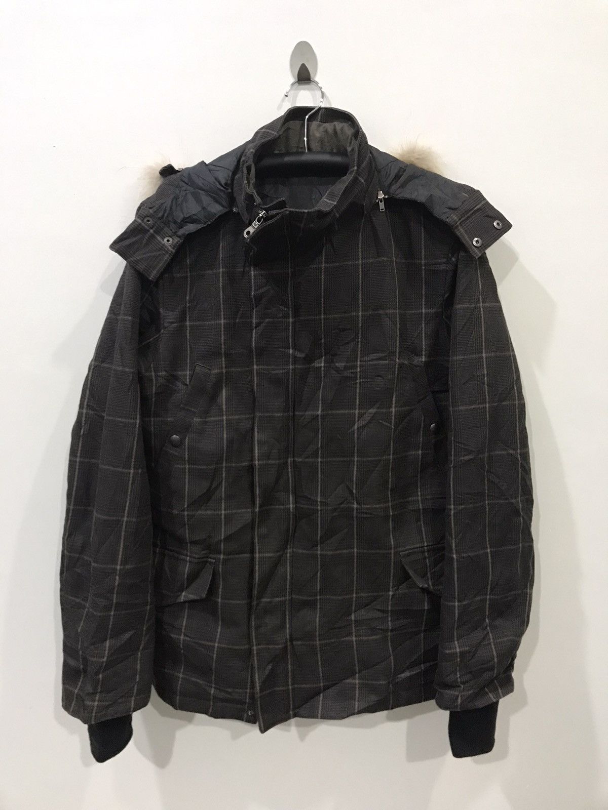 Boycott × Designer × Japanese Brand BOYCOTT Japan Plaid Multipockets Fur Hoodie Parka Size US M / EU 48-50 / 2 - 1 Thumbnail