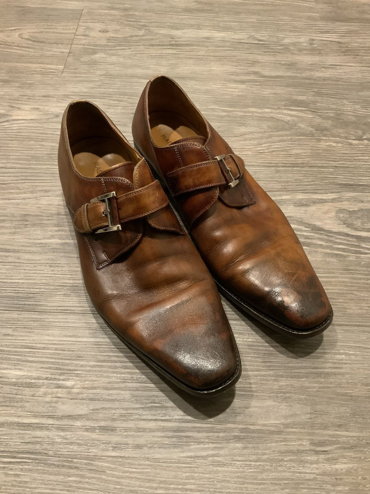 Magnanni Marco Cuero Monk Strap Loafers Leather Dress Shoes