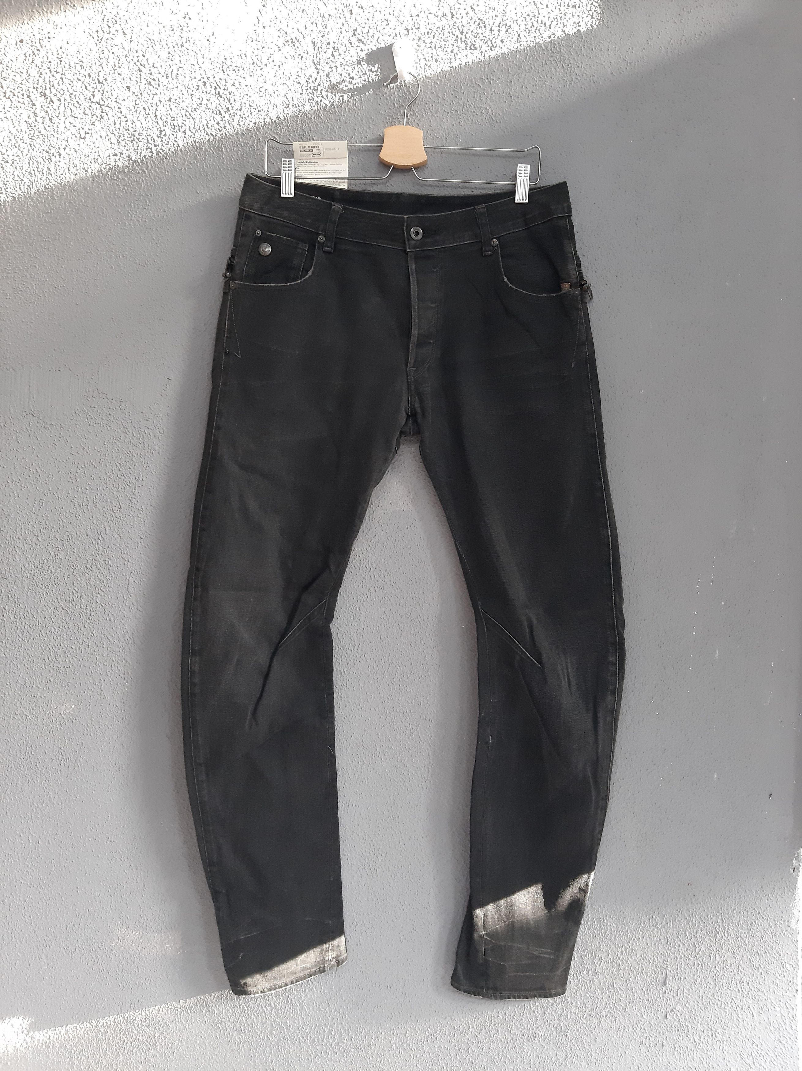 image of G Star Raw Black Arc Pant Bondage Distressed Denim, Men's (Size 34)