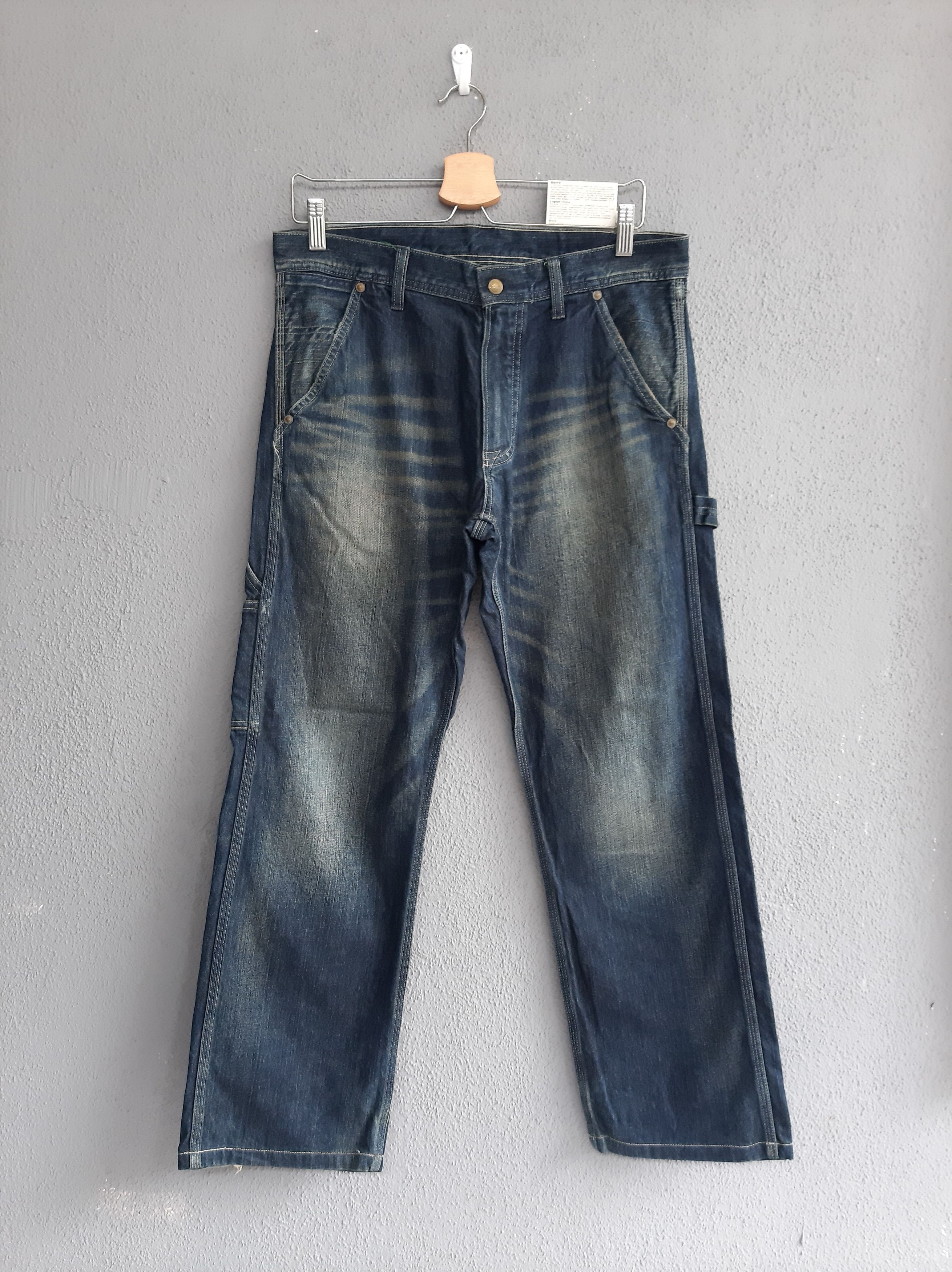 image of Oshkosh Clasicc Carpenter Work Flare Distressed Denim in Blue Denim, Men's (Size 32)