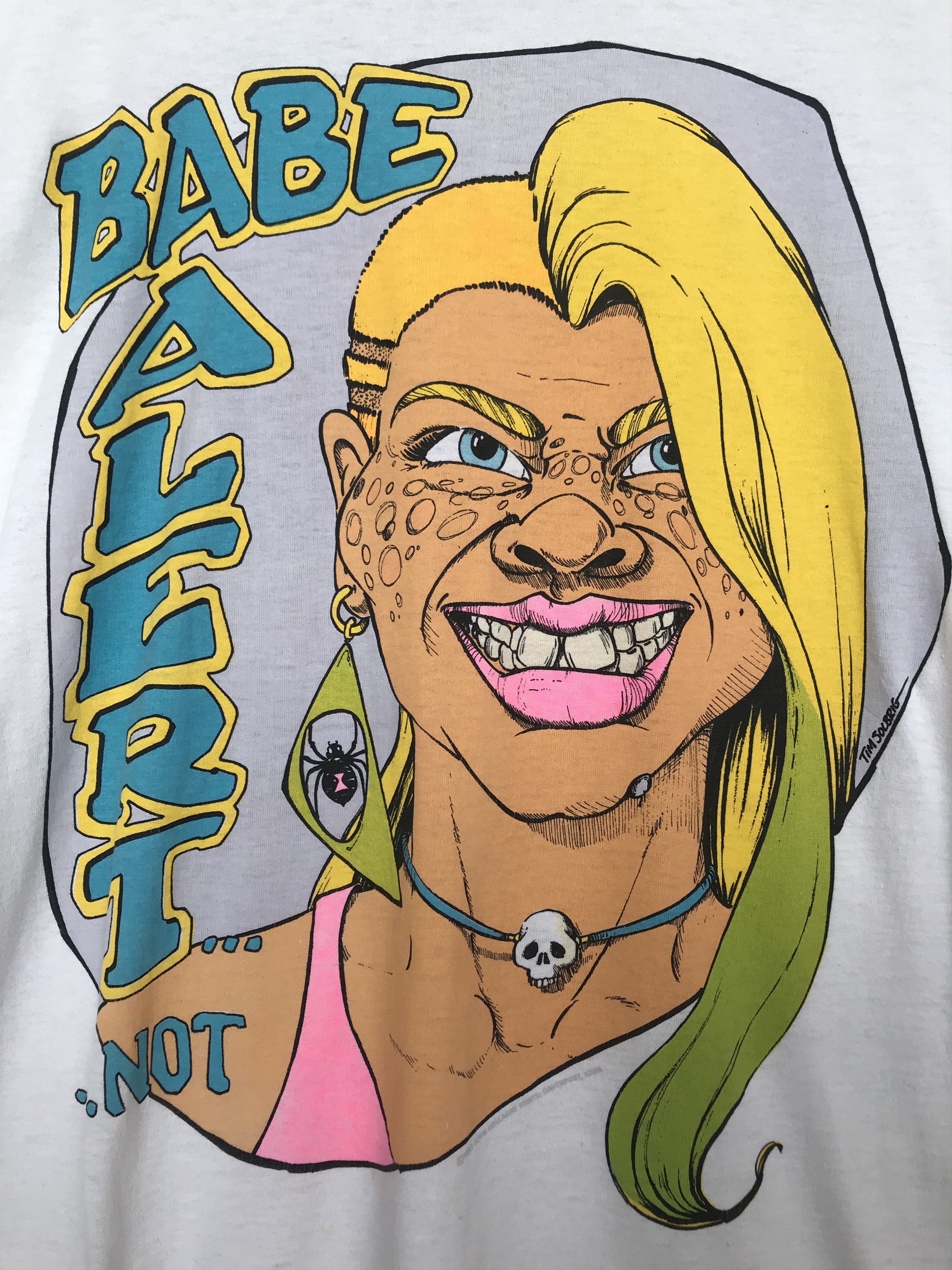 Vintage Vintage 90s TIM SOLBRIG 'Babe Alert' Graphic Art T-Shirt Size US L / EU 52-54 / 3 - 2 Thumbnail