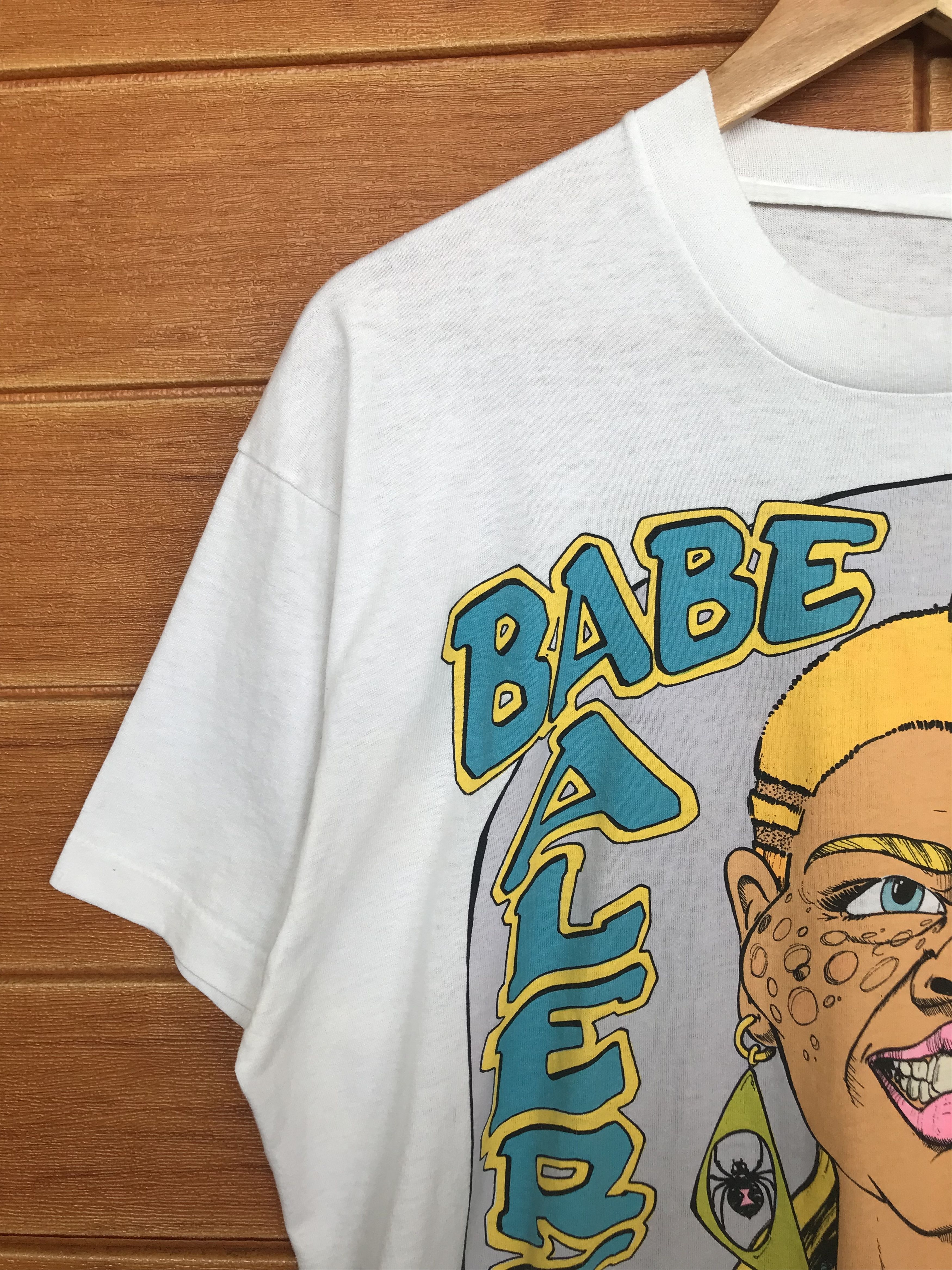 Vintage Vintage 90s TIM SOLBRIG 'Babe Alert' Graphic Art T-Shirt Size US L / EU 52-54 / 3 - 6 Thumbnail