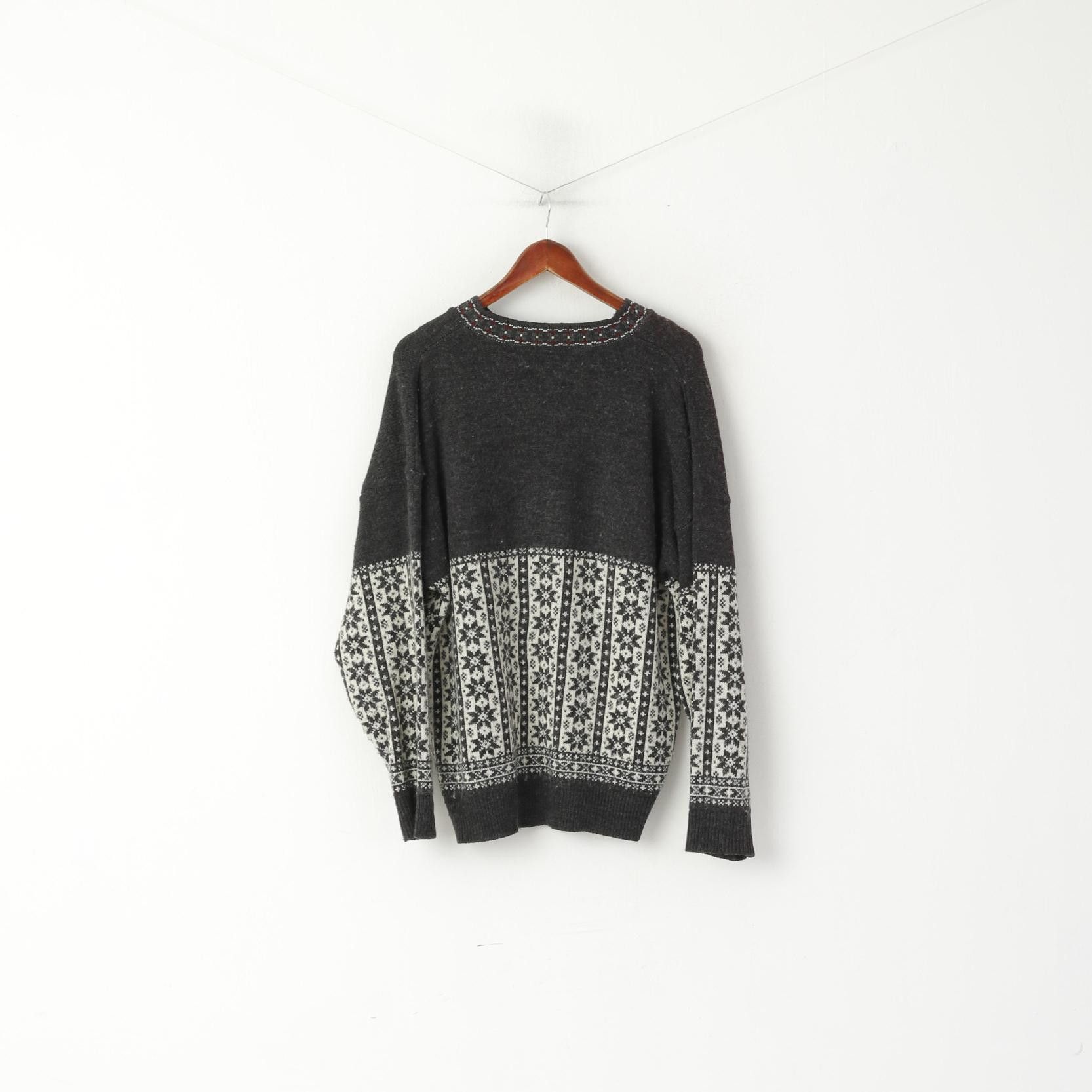 Vintage Broadway Men M Jumper Gray Wool Nordic Design 3957 Size US M / EU 48-50 / 2 - 7 Thumbnail