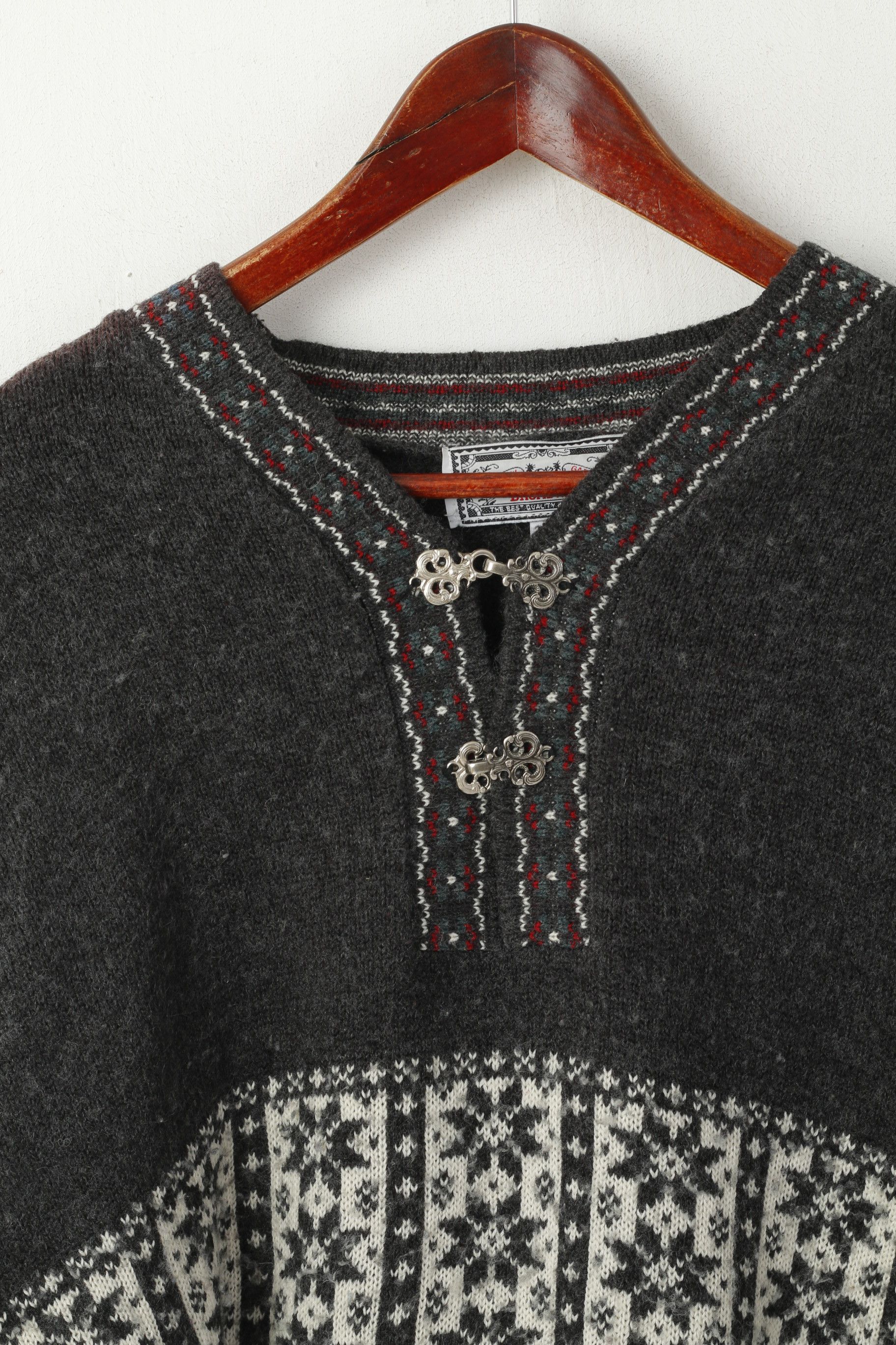 Vintage Broadway Men M Jumper Gray Wool Nordic Design 3957 Size US M / EU 48-50 / 2 - 3 Thumbnail