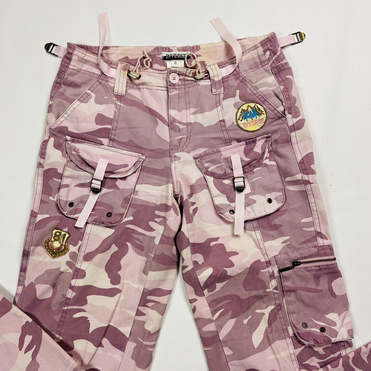 Japanese Brand MULTIPOCKET BONDAGE CUTE BABY PINK Y2K CARGO PANTS - № 3088 Size US 30 / EU 46 - 5 Thumbnail