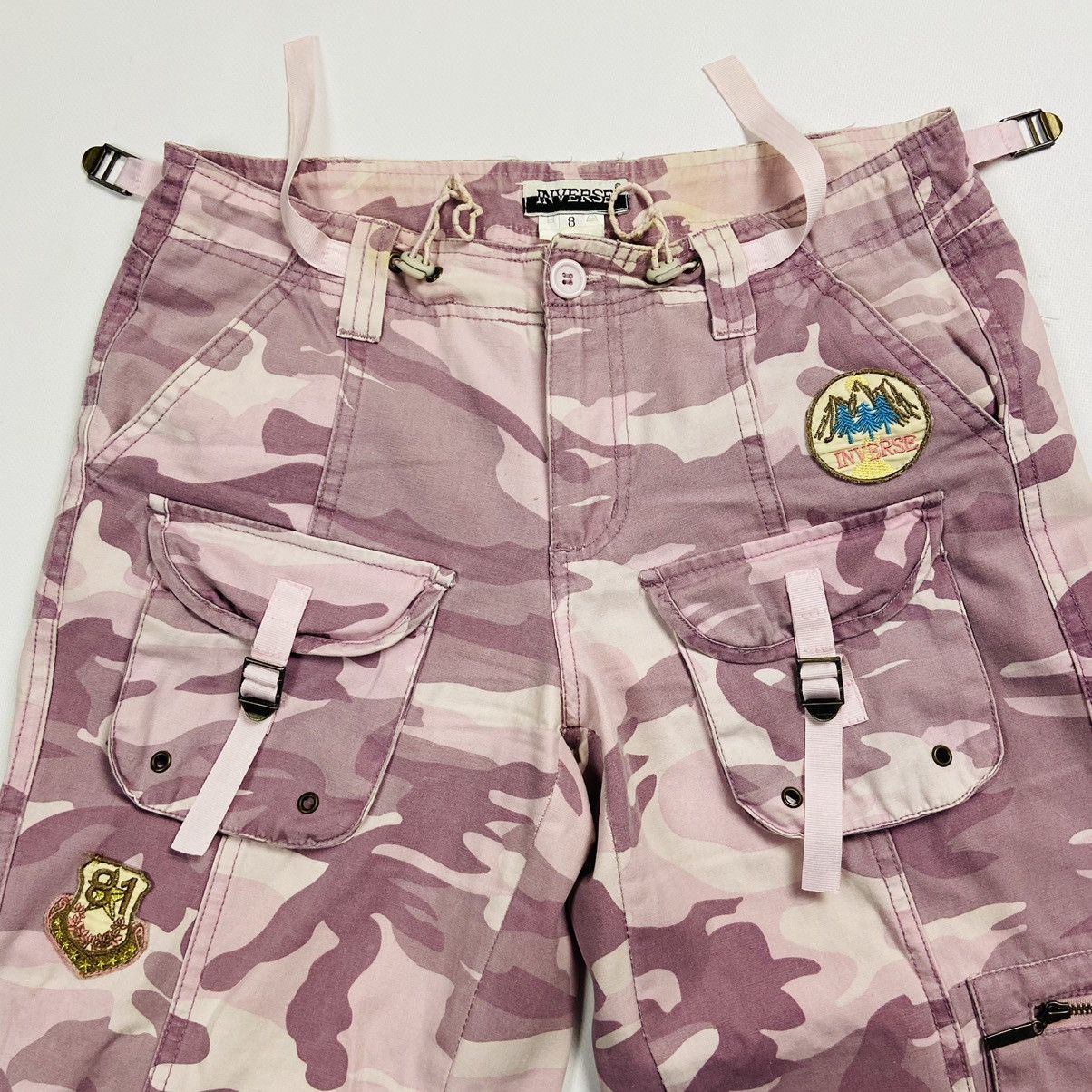 Japanese Brand MULTIPOCKET BONDAGE CUTE BABY PINK Y2K CARGO PANTS - № 3088 Size US 30 / EU 46 - 6 Thumbnail