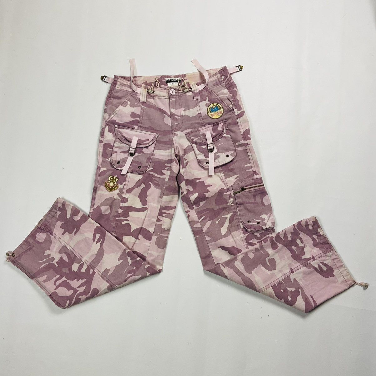 Japanese Brand MULTIPOCKET BONDAGE CUTE BABY PINK Y2K CARGO PANTS - № 3088 Size US 30 / EU 46 - 4 Thumbnail