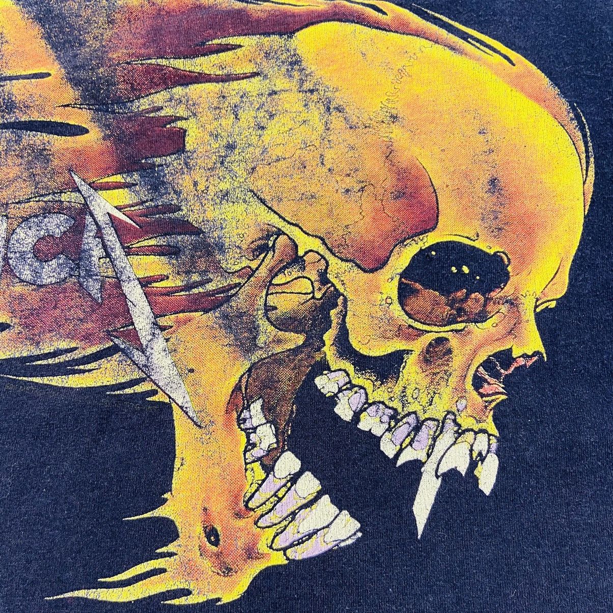 Band Tees 2000s DISTRESSED METALLICA FLAMED SKULL SUNFADED TEE - № 308 Size US M / EU 48-50 / 2 - 8 Thumbnail