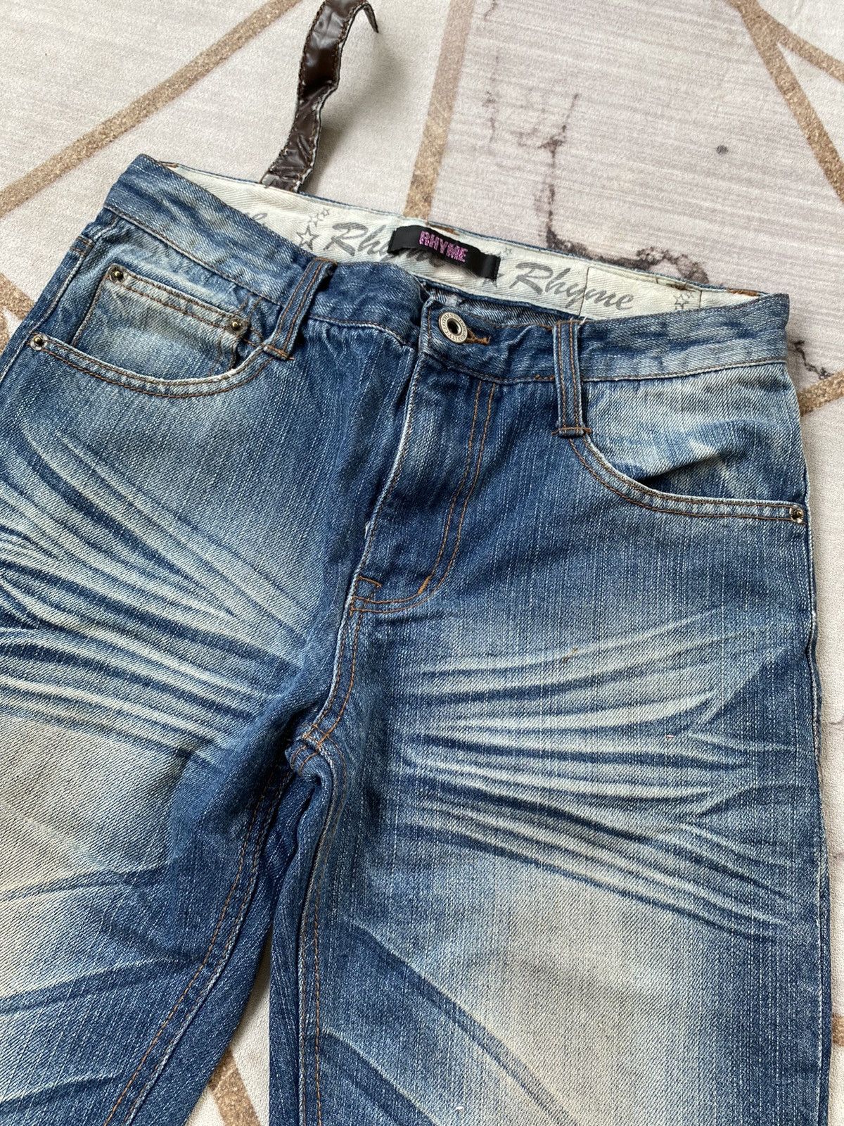Japanese Brand 🔥BINDING NOW❗️Rhyme Jeans Whiskered Denim Size US 30 / EU 46 - 22 Thumbnail