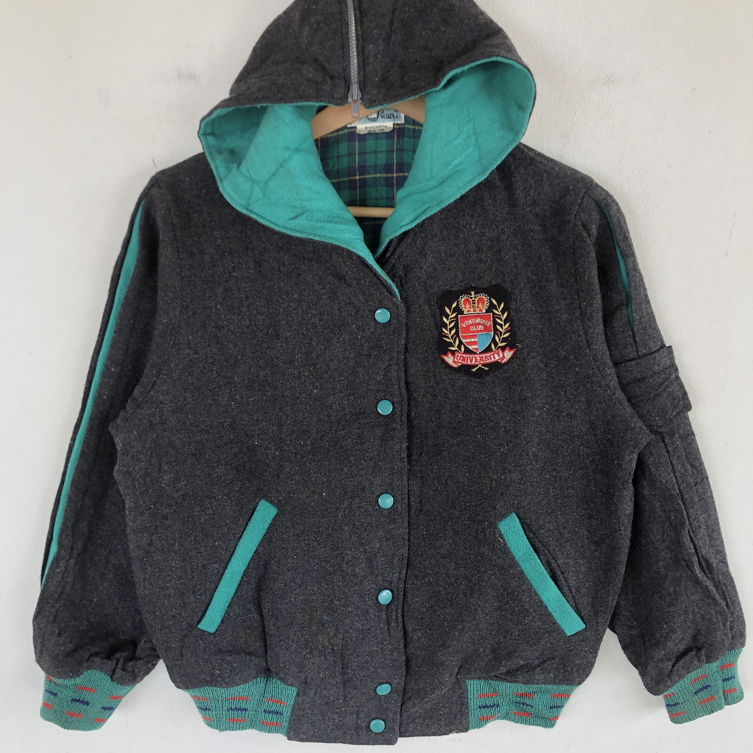 Vintage Swan Varsity Jackets Japanese Hoodie Letterman Wool Jacket Size US S / EU 44-46 / 1 - 4 Thumbnail
